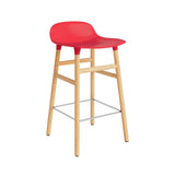 Form Bar + Counter Stool: Oak Legs + Counter + Bright Red