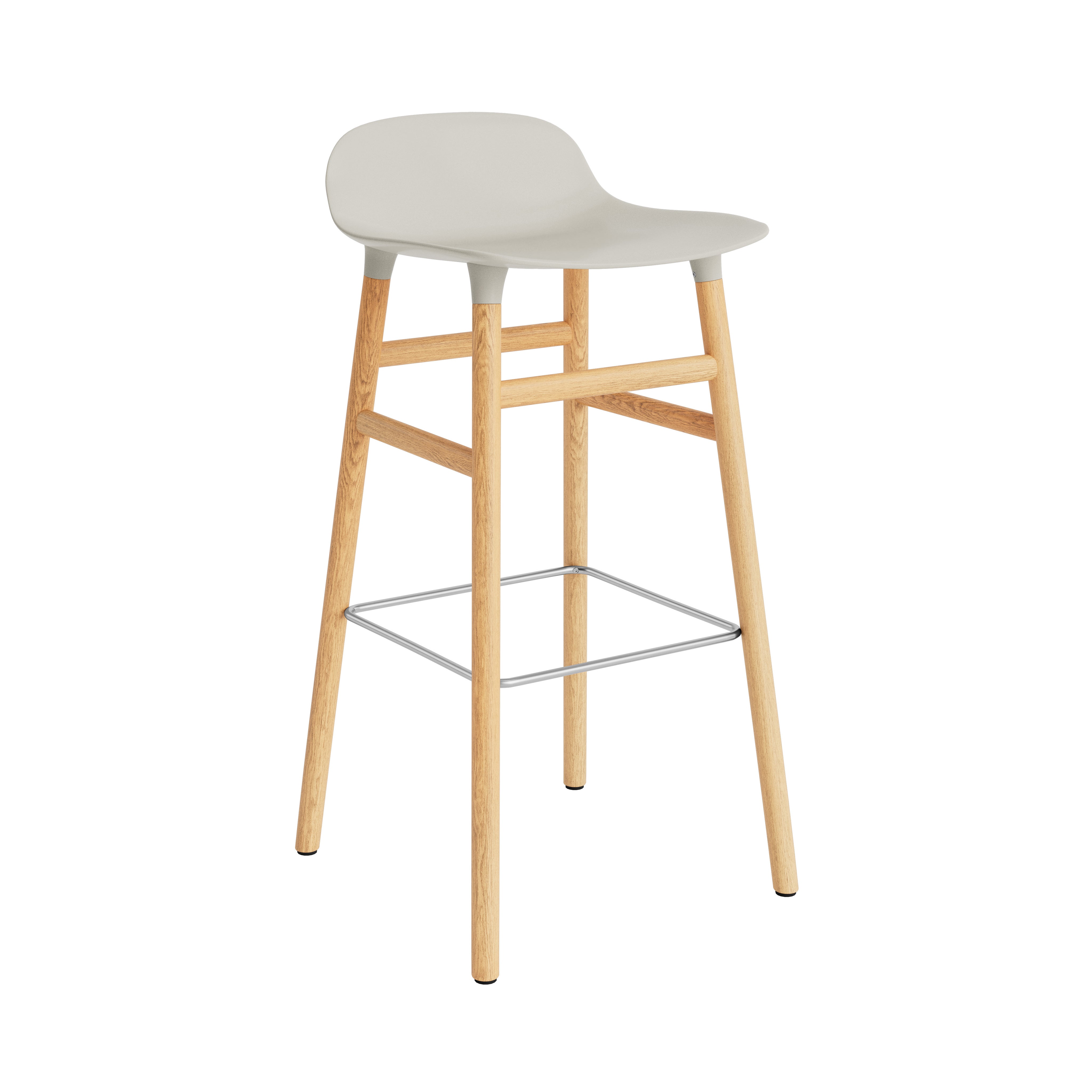 Form Bar + Counter Stool: Oak Legs + Bar + Light Grey