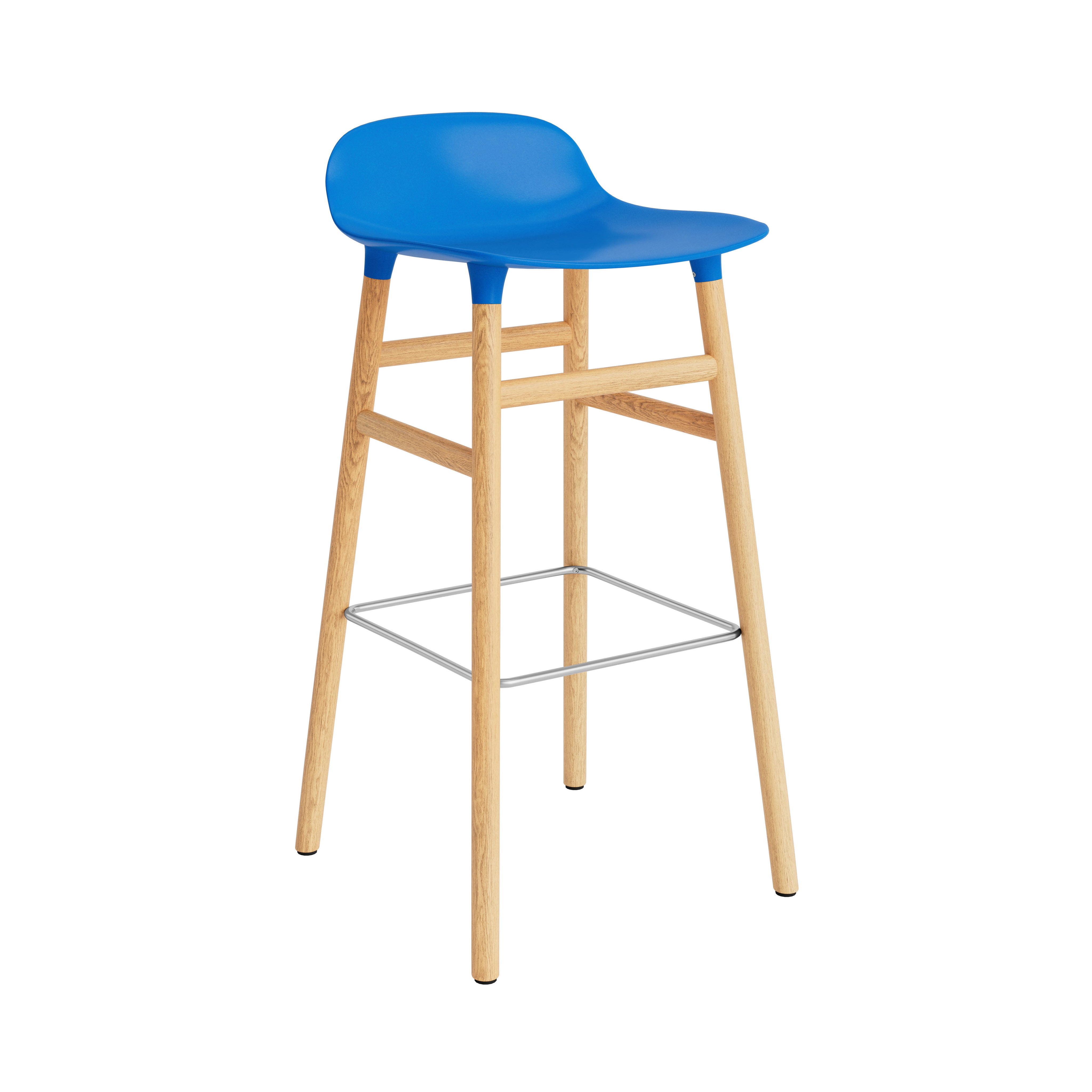 Form Bar + Counter Stool: Oak Legs + Bar + Bright Blue