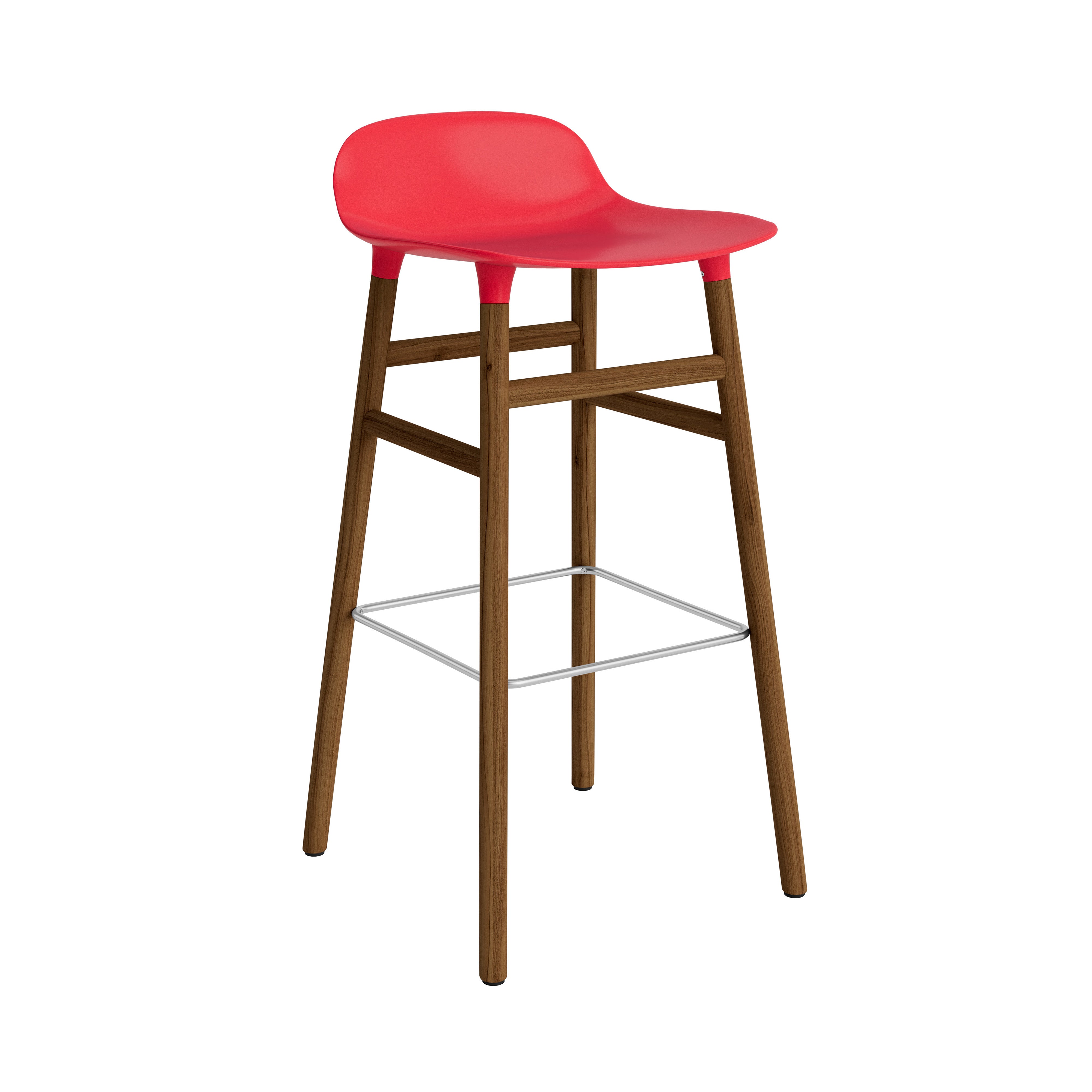 Form Bar + Counter Stool: Walnut Legs + Bar + Bright Red