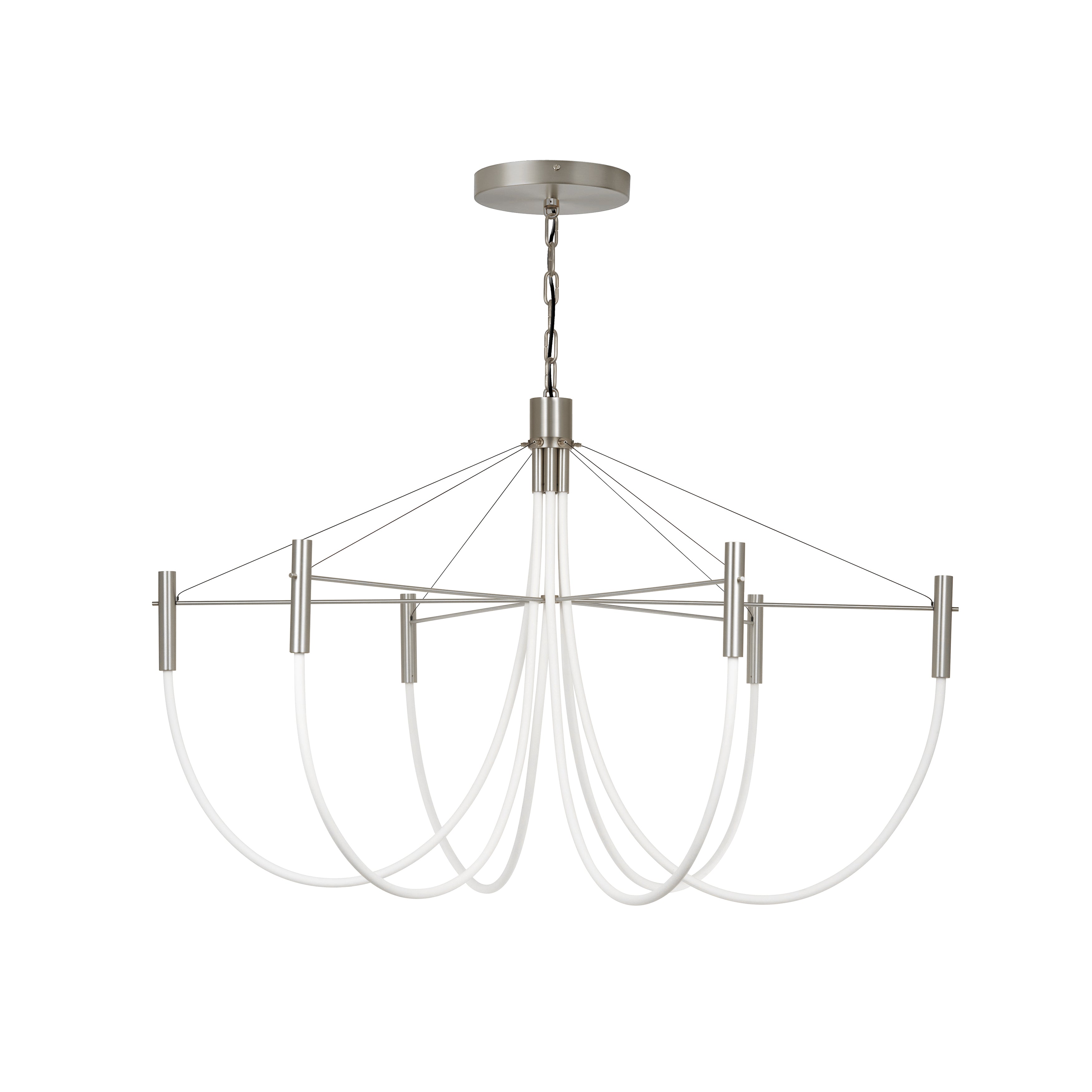 Paradoxe Chandelier: 6 + Chain + Satin Nickel