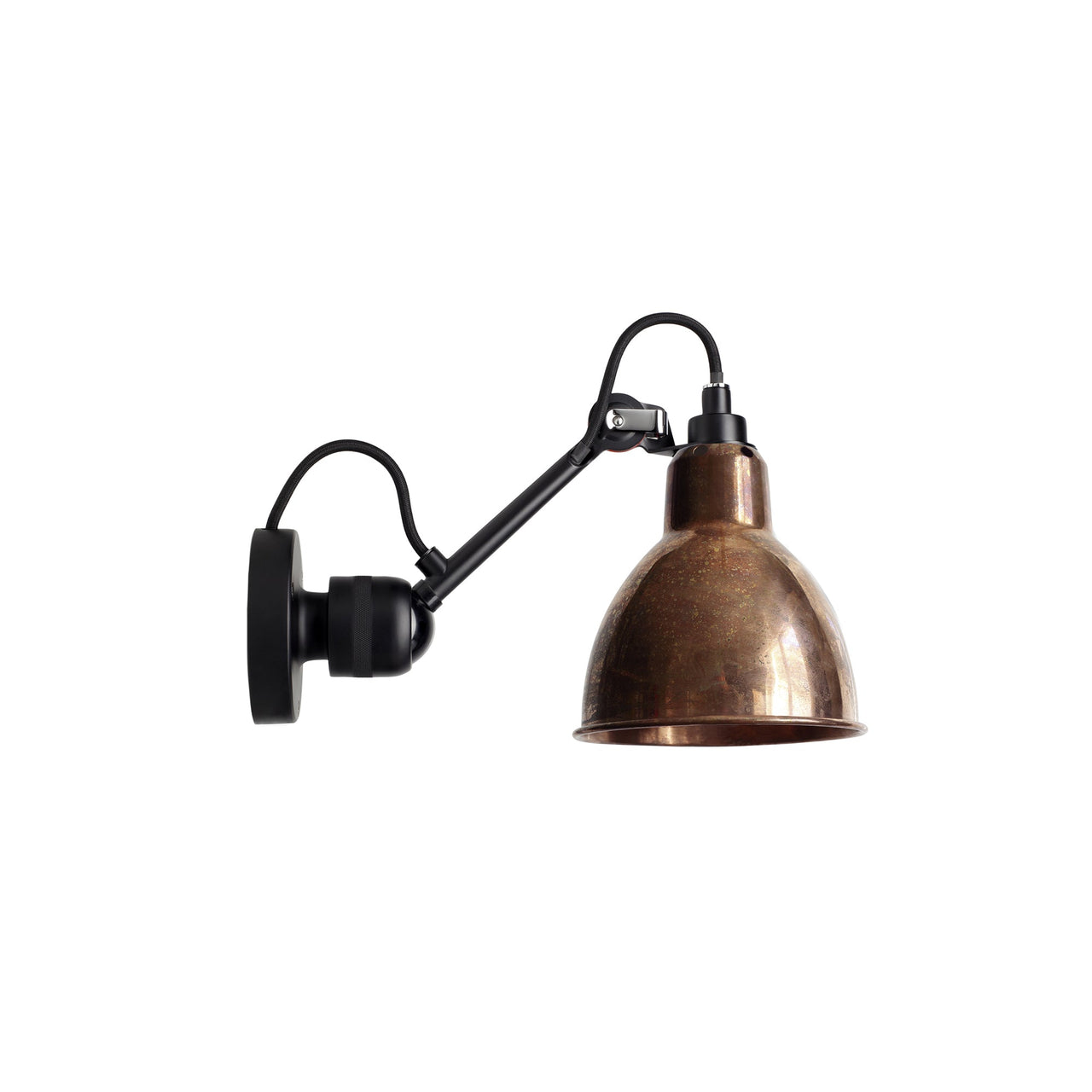 Lampe Gras N°304 Wall Lamp: Black + Raw Copper + Round