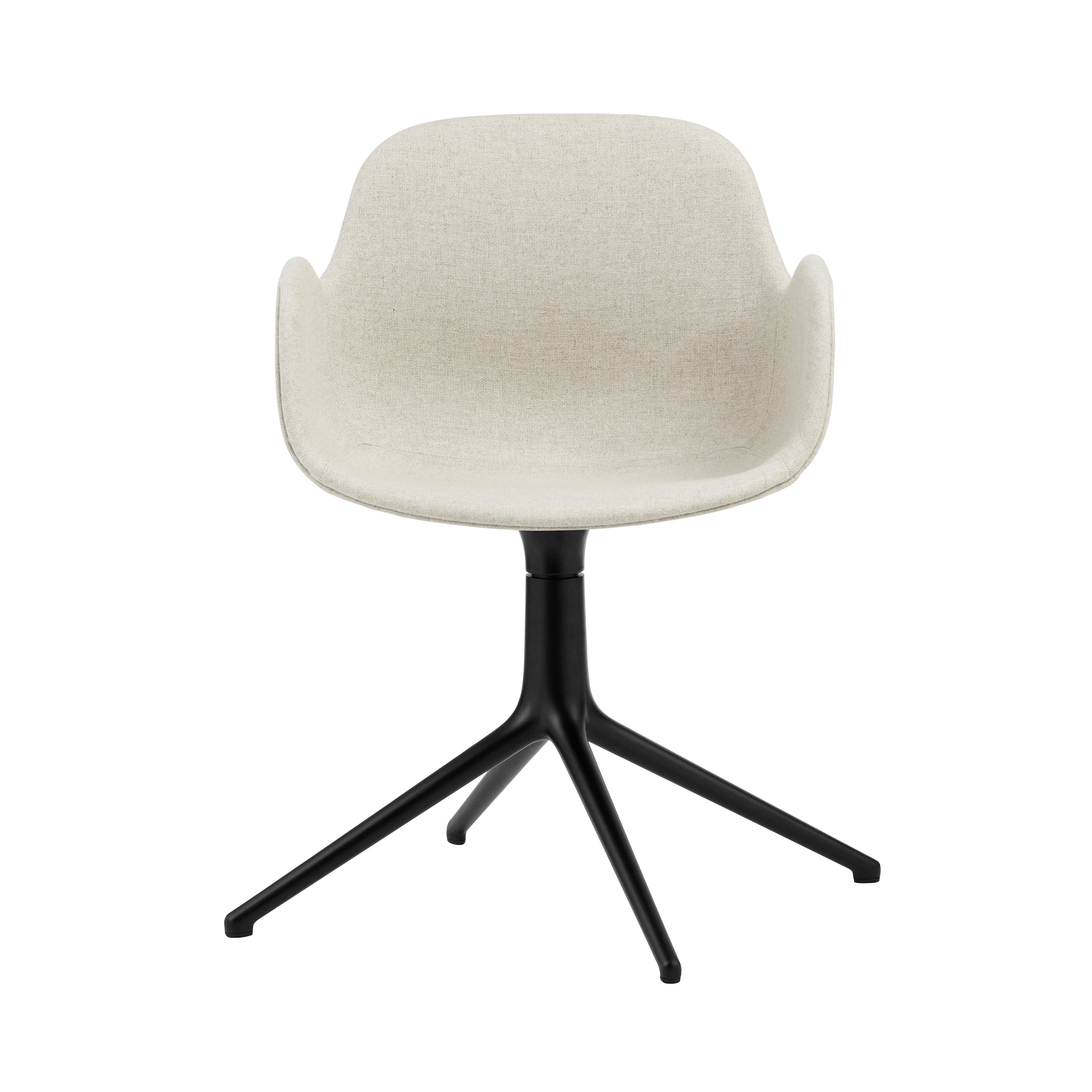Form Armchair: Swivel Upholstered + Black Aluminum + Without Casters