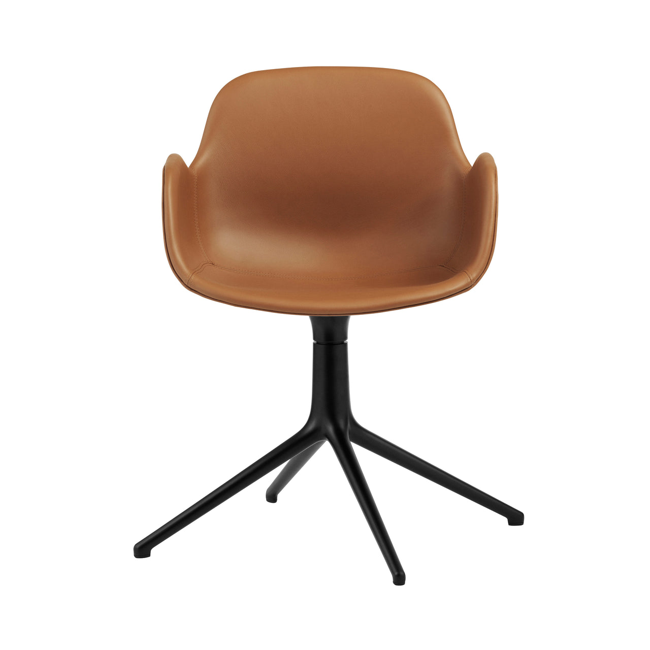 Form Armchair: Swivel Upholstered + Black Aluminum + Without Casters