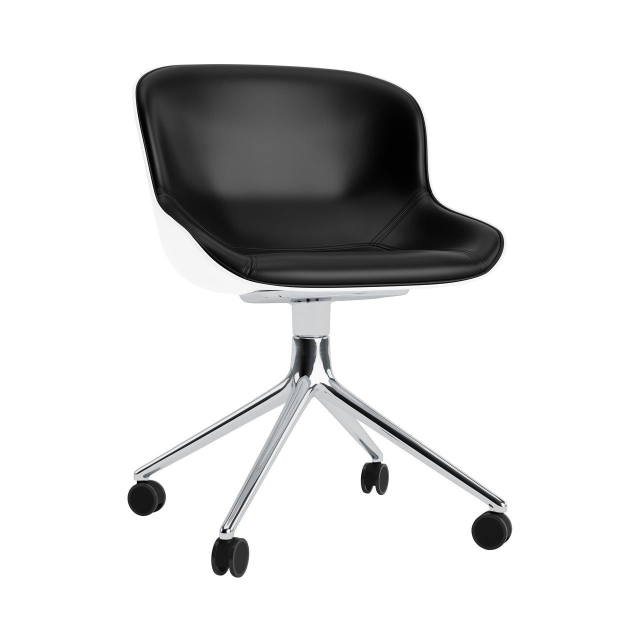 Hyg Chair Swivel 4W: Front Upholstered + Aluminum + White
