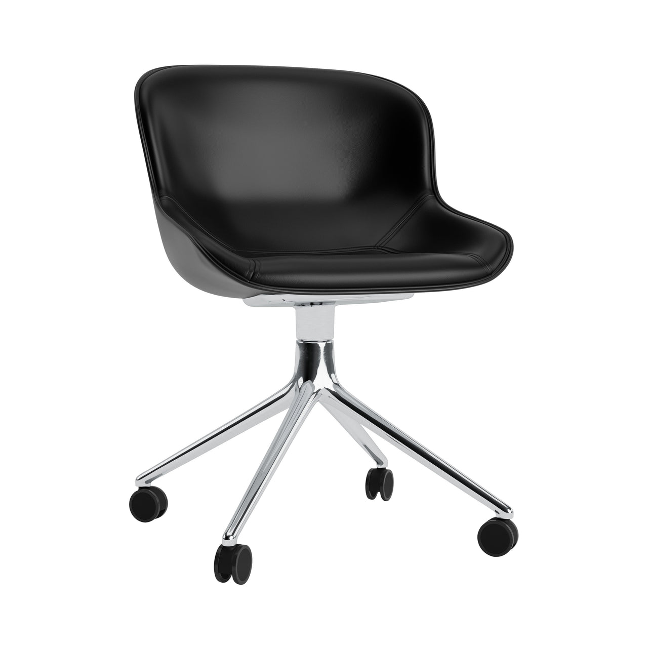 Hyg Chair Swivel 4W: Front Upholstered + Aluminum + Black