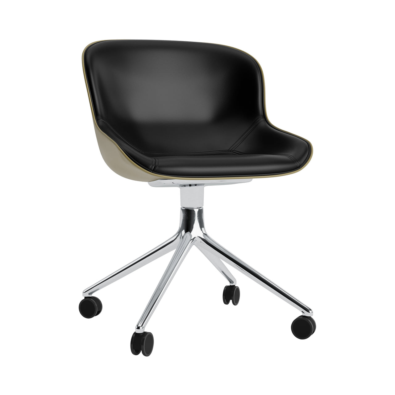 Hyg Chair Swivel 4W: Front Upholstered + Aluminum + Olive