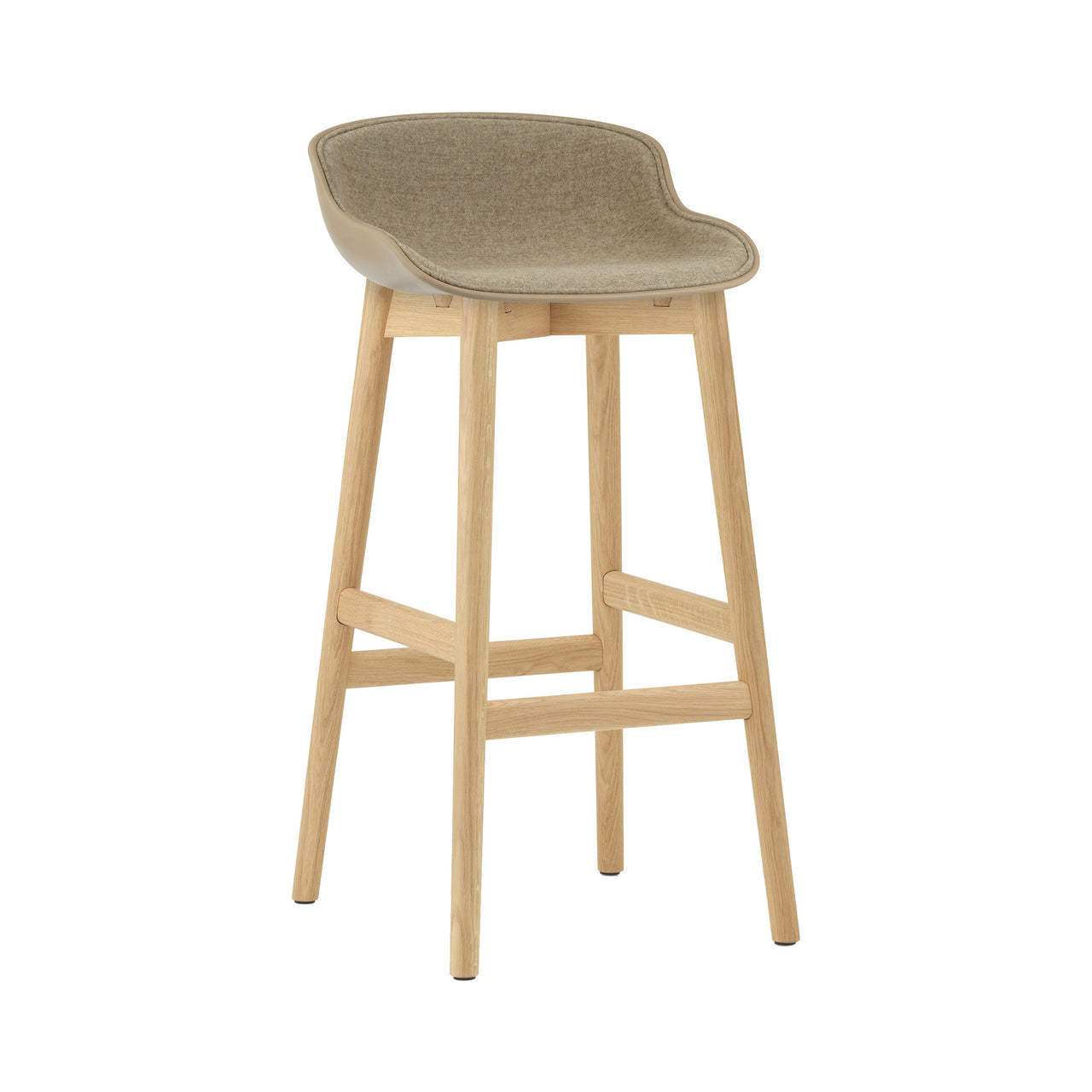 Hyg Bar Stool: Wood Base + Full Upholstered + Oak