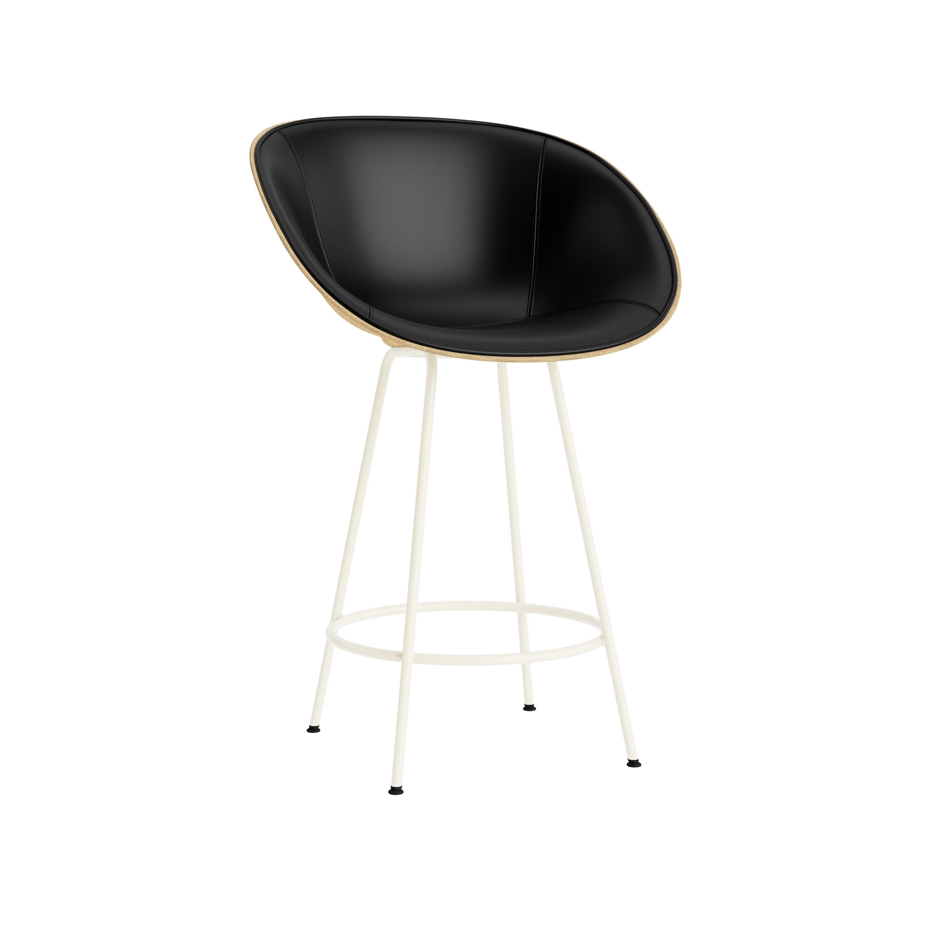 Mat Bar + Counter Armchair: Steel base + Front Upholstered + Counter + Hemp + Cream