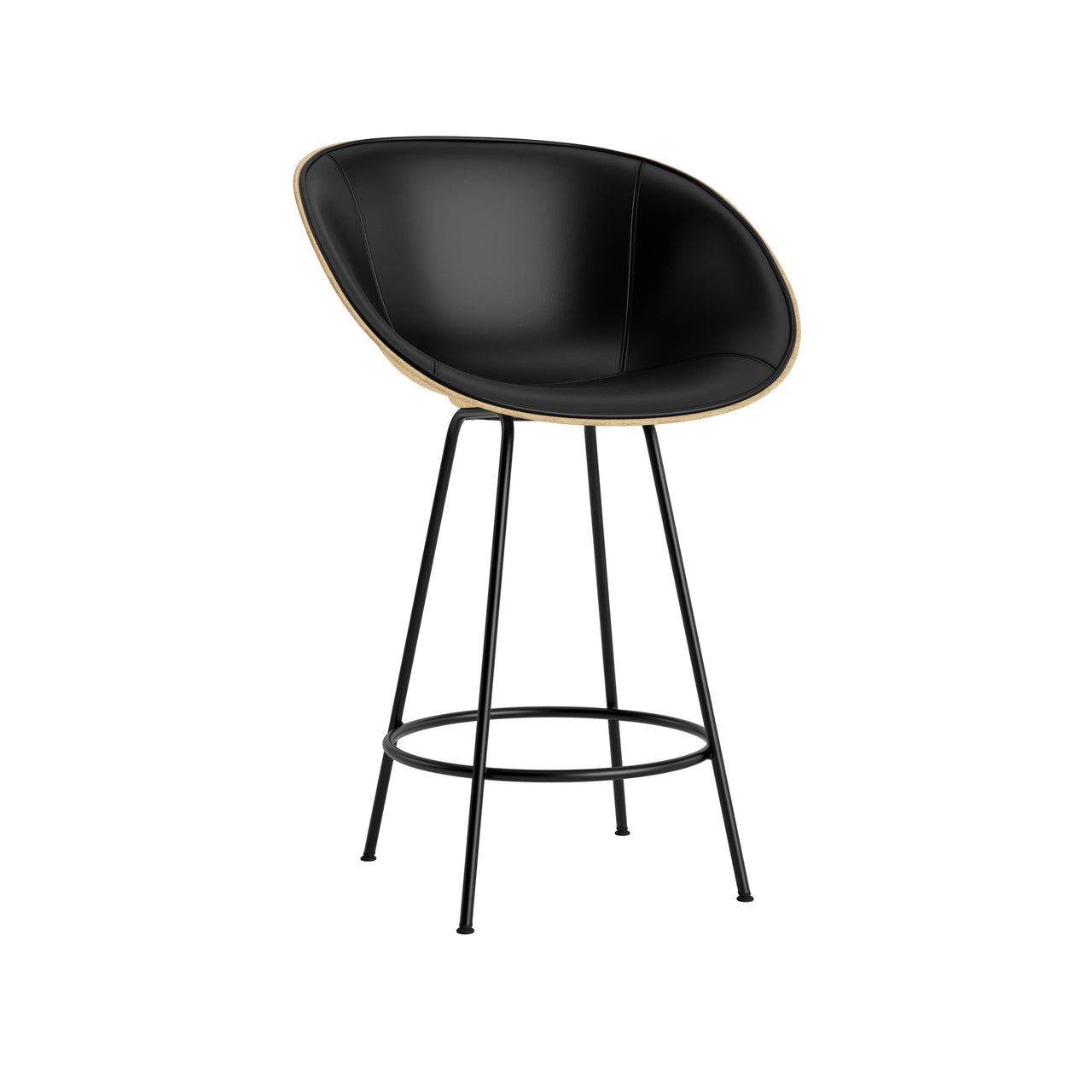 Mat Bar + Counter Armchair: Steel base + Front Upholstered + Counter + Hemp + Black