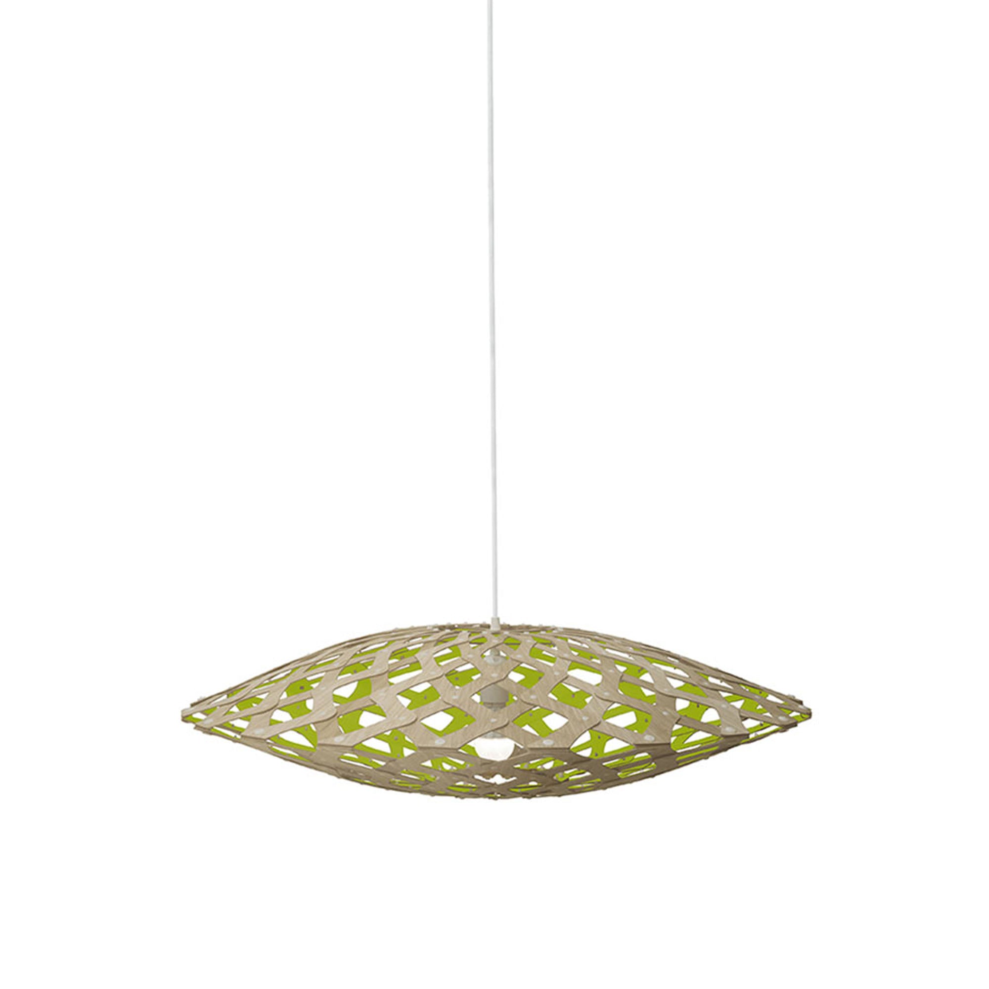 Flax Pendant Light: Small + Bamboo + Lime + White