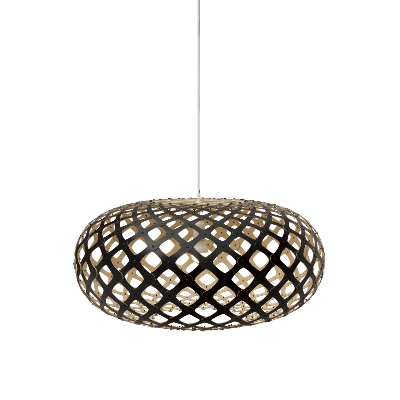 Kina Pendant Light: Medium + Black + Bamboo + White