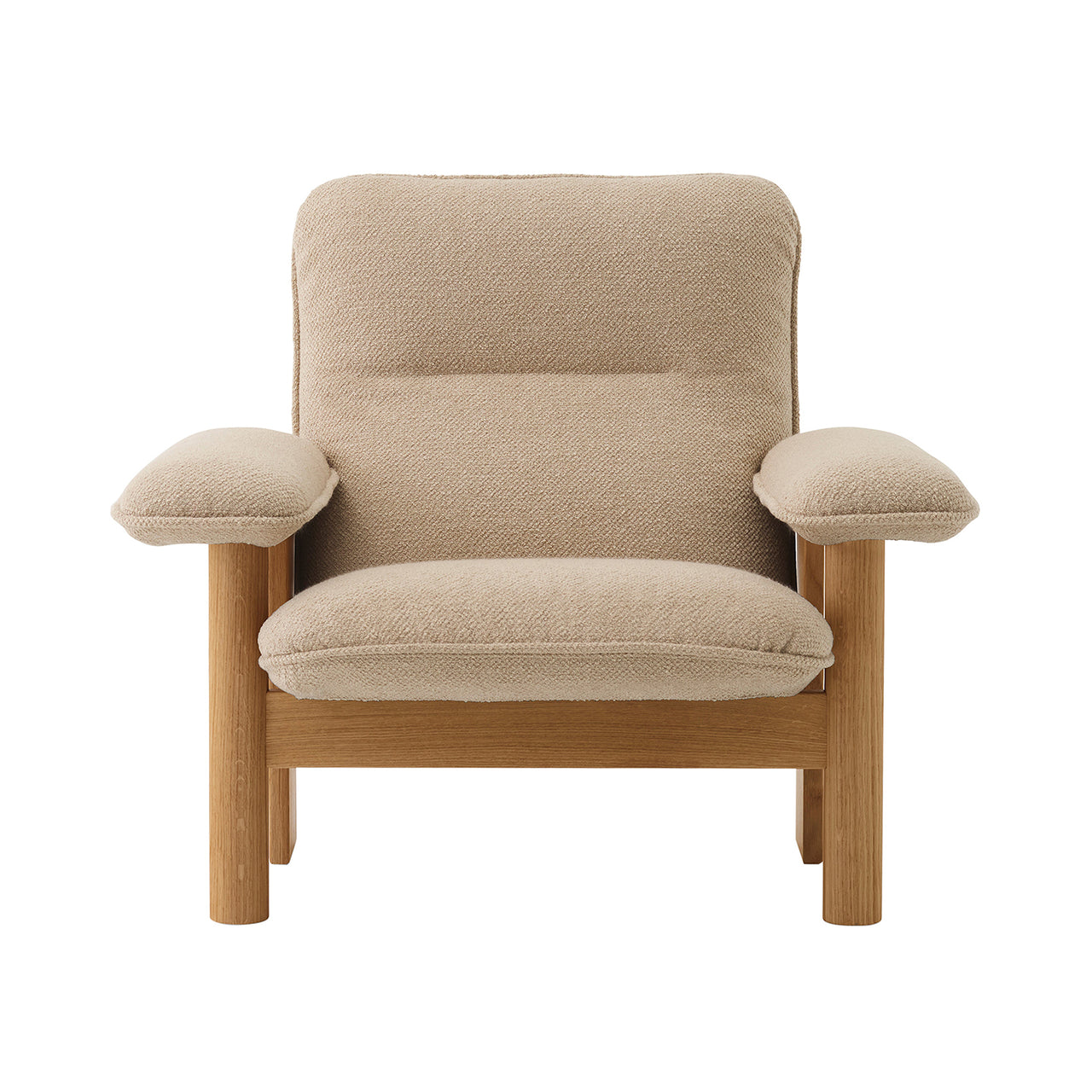 Brasilia Lounge Chair: High Back Upholstered + Natural Oak + Boucle 02