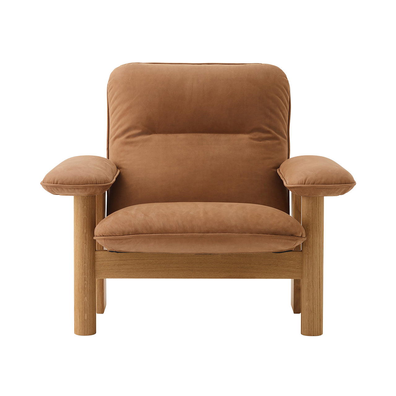 Brasilia Lounge Chair: High Back Upholstered + Natural Oak + Dunes 21004