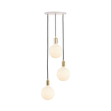 Triple Pendant with Sphere IV: White + Brass