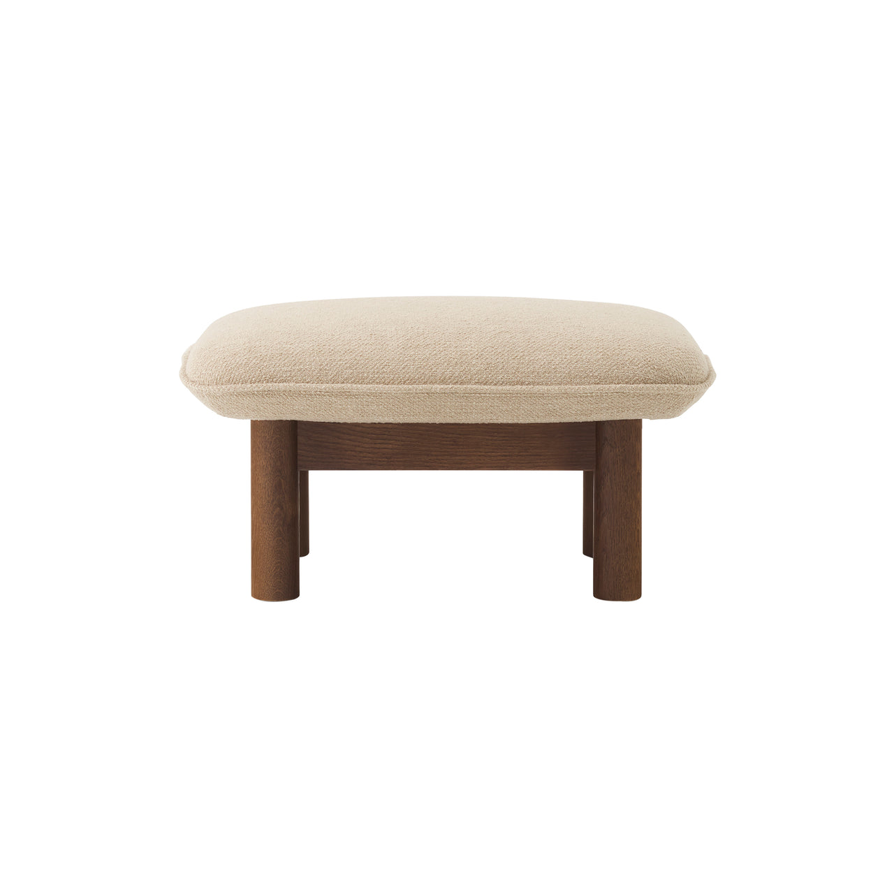 Brasília Ottoman: Upholstered + Dark Stained Oak + Boucle 02