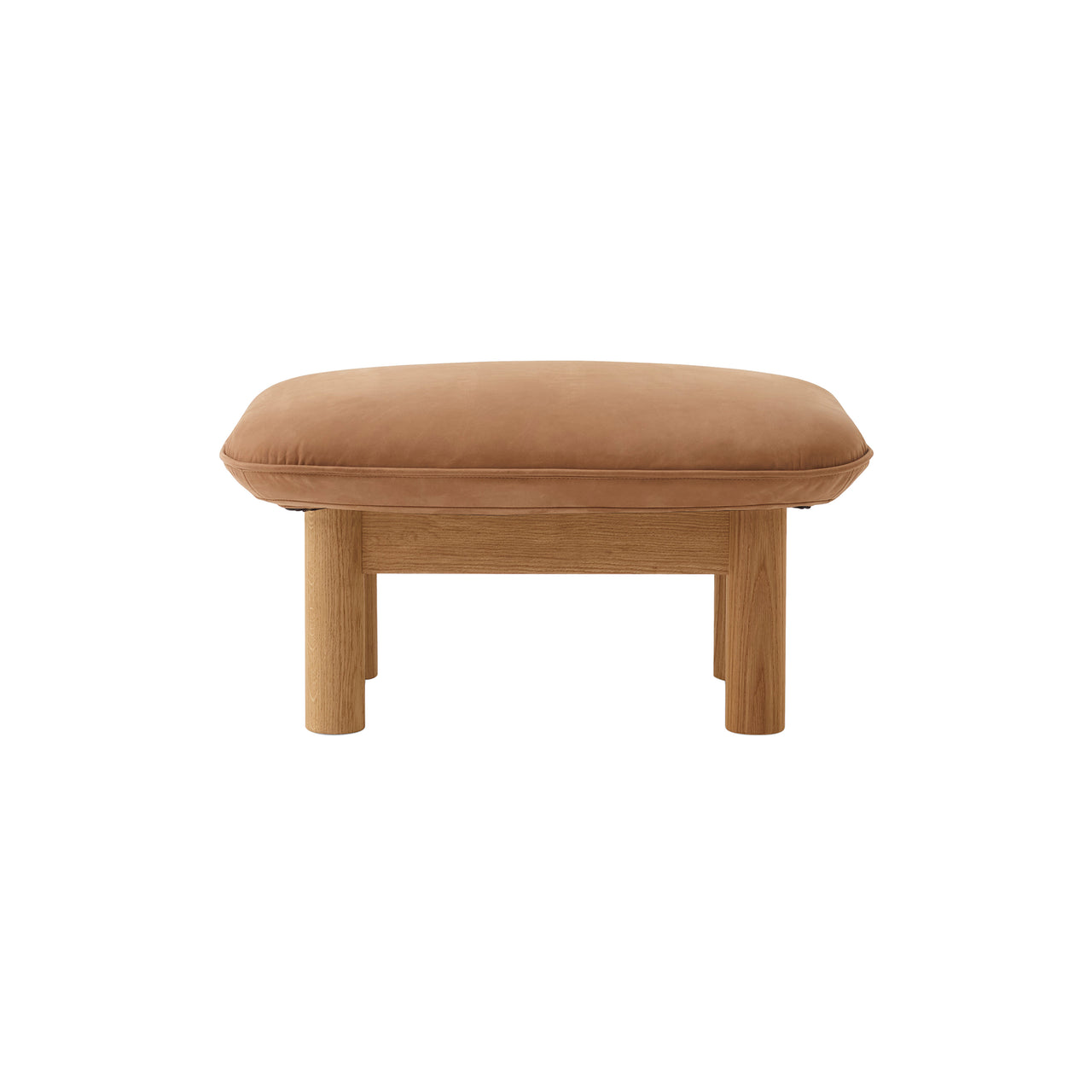 Brasília Ottoman: Upholstered + Natural Oak + Dunes 21004