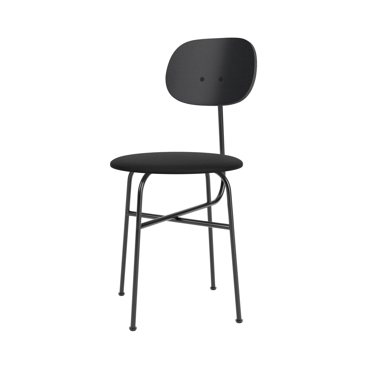 Afteroom Dining Chair Plus: Steel Base + Seat Upholstered + Black Painted Ash + Sierra 1001