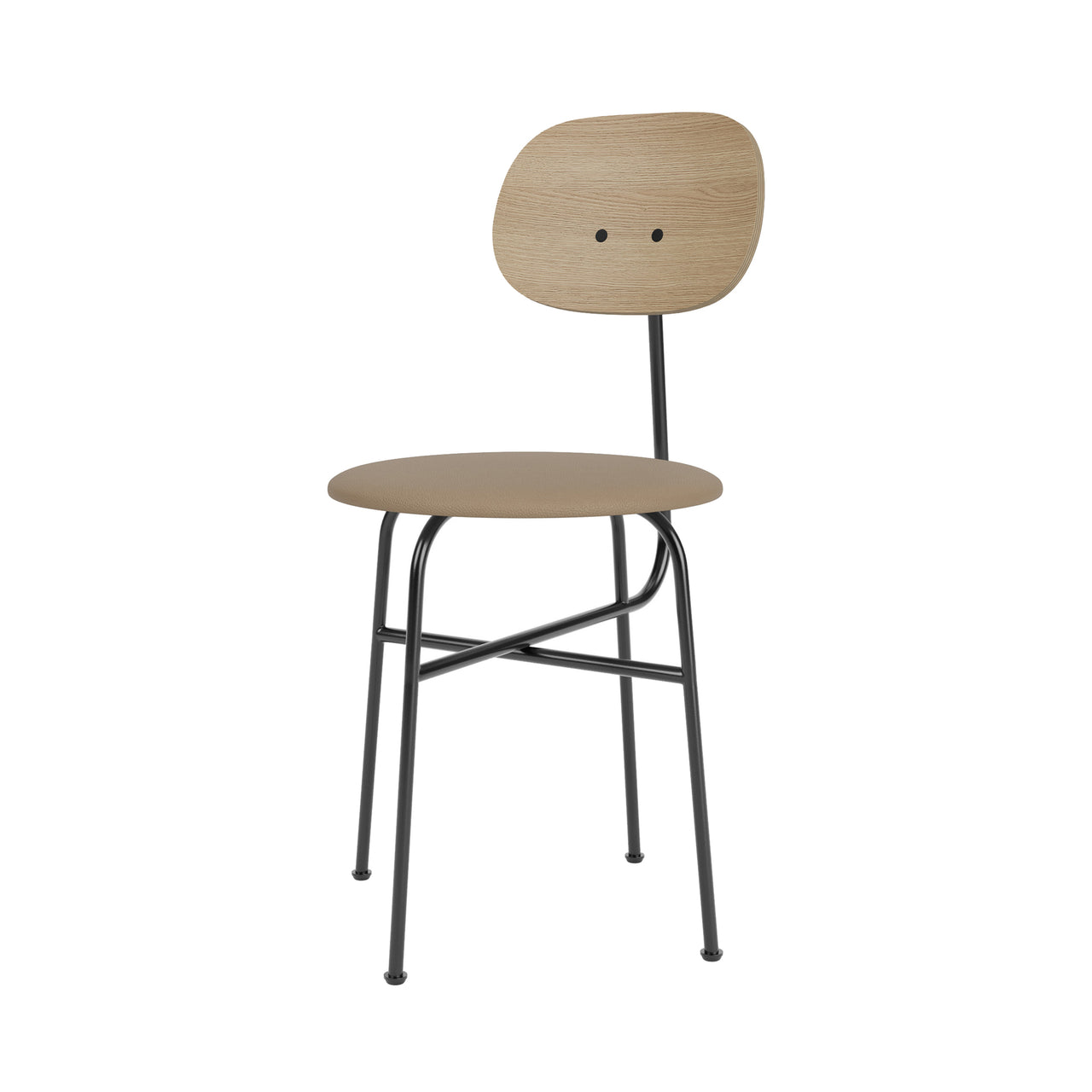 Afteroom Dining Chair Plus: Steel Base + Seat Upholstered + Natural Oak + Sierra 1611