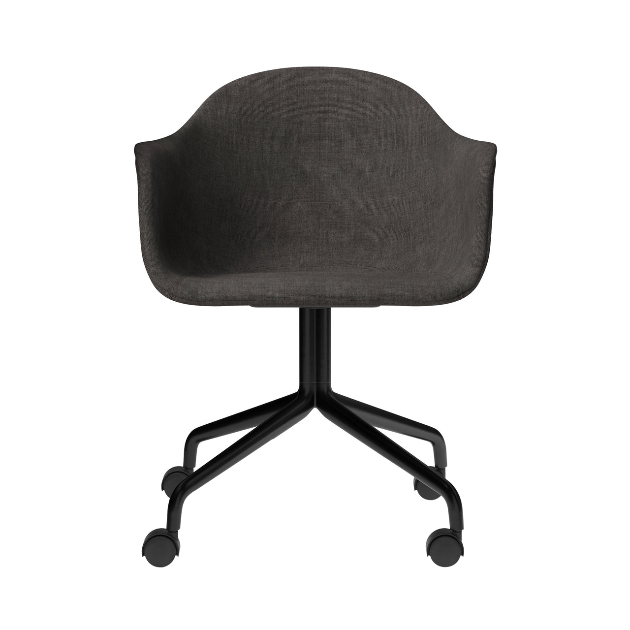 Harbour Dining Chair Star Base with Casters: Upholstered + Black Aluminum + Canvas 2 0154