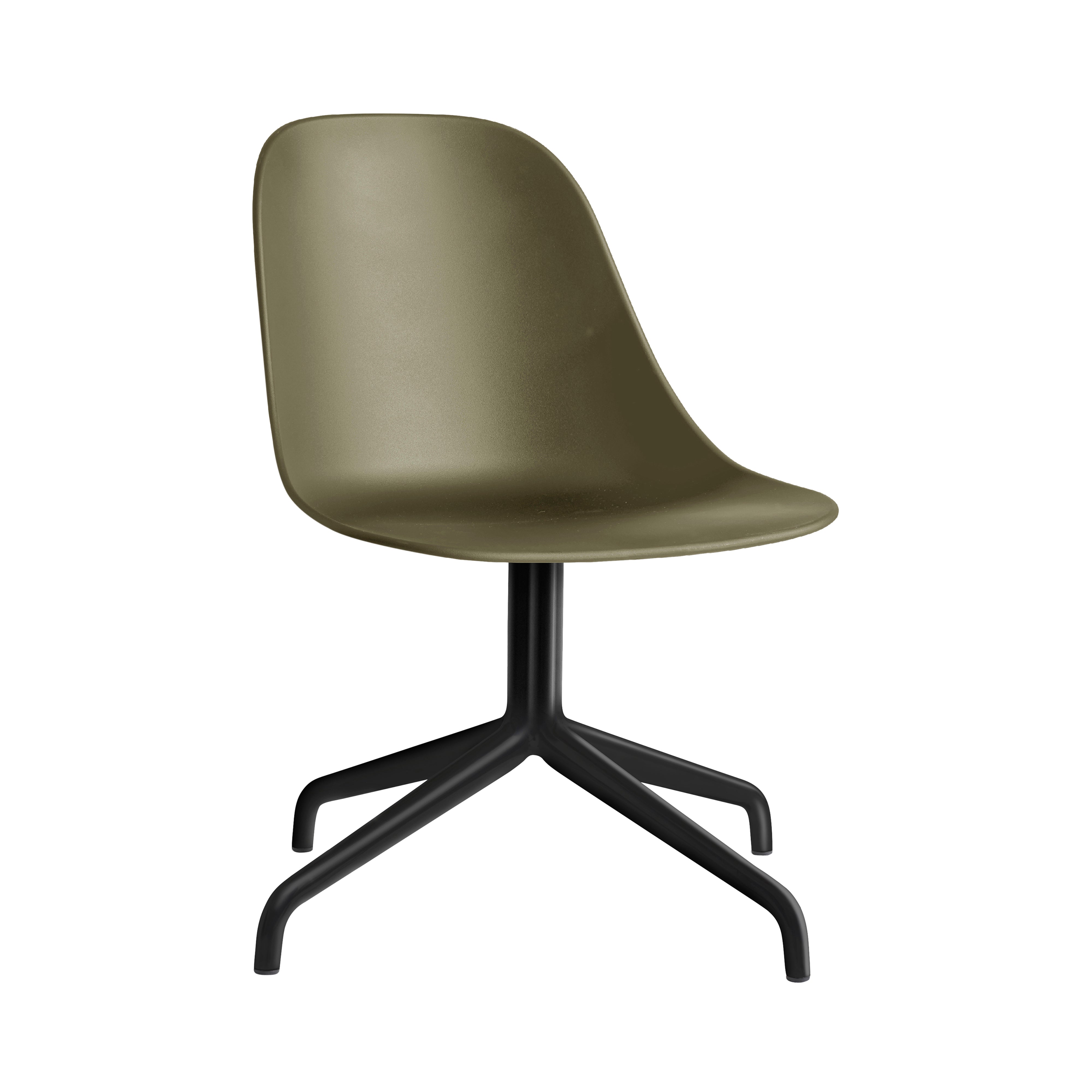 Harbour Swivel Side Chair: Black Steel + Olive