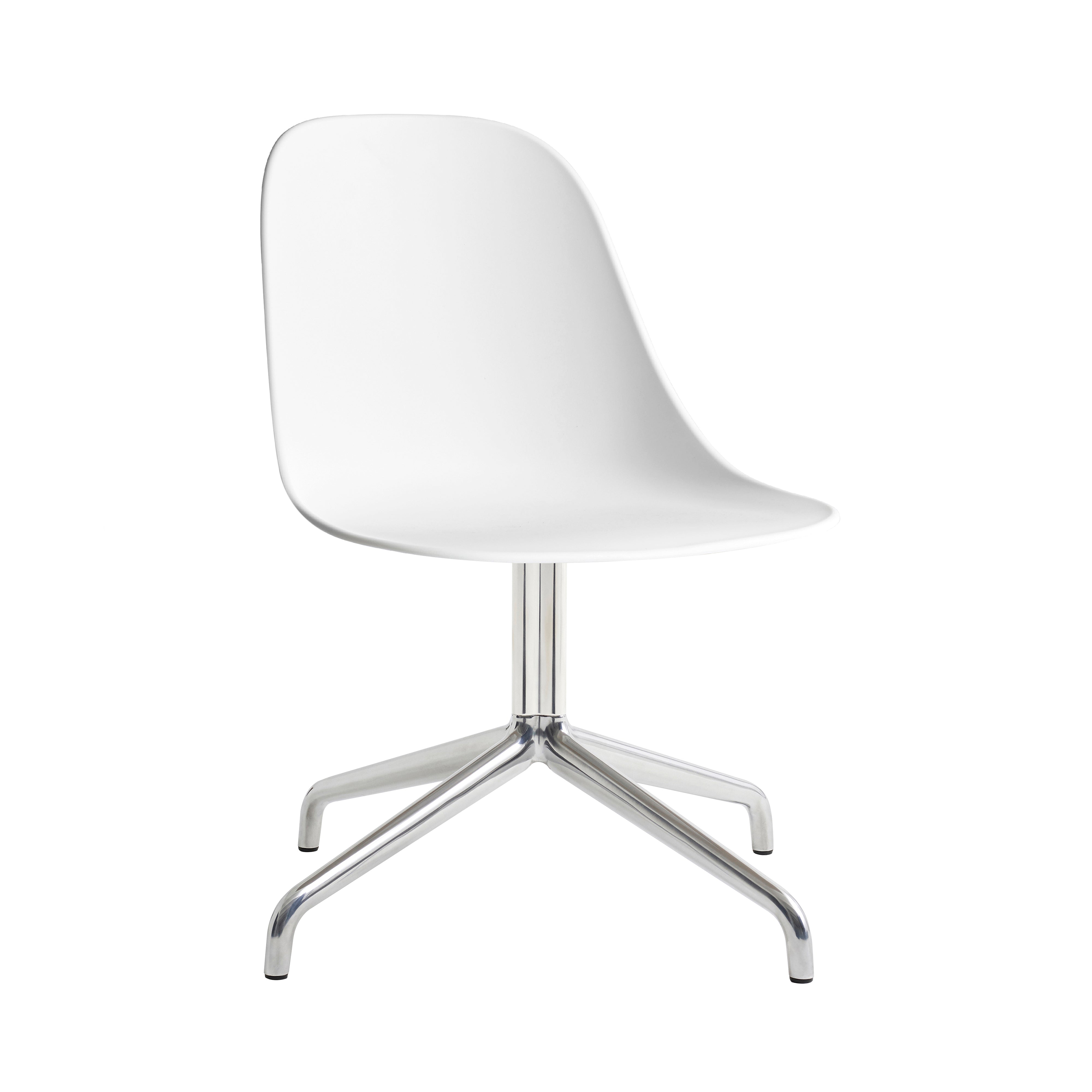 Harbour Swivel Side Chair: Polished Aluminum + White