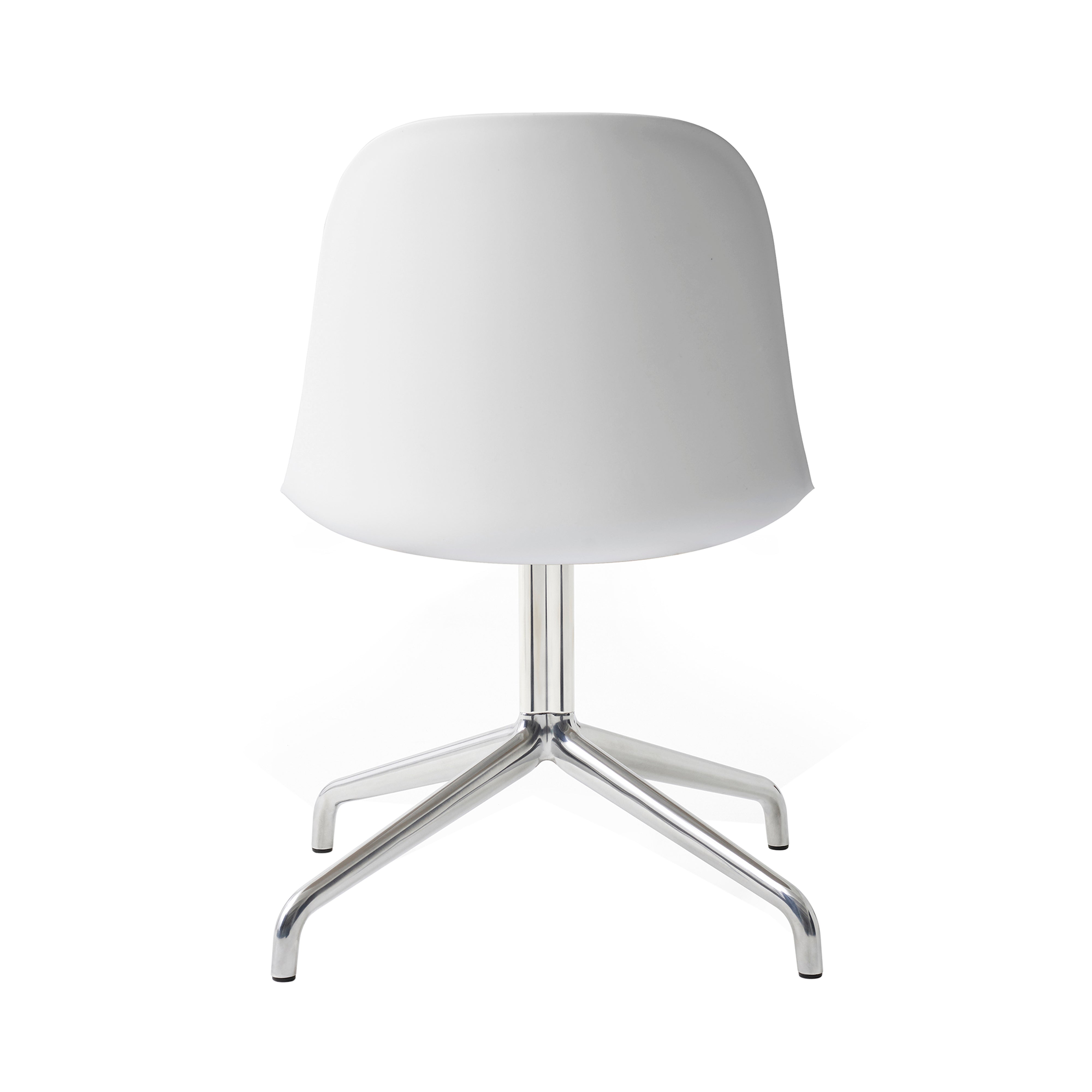 Harbour Swivel Side Chair: Polished Aluminum + White