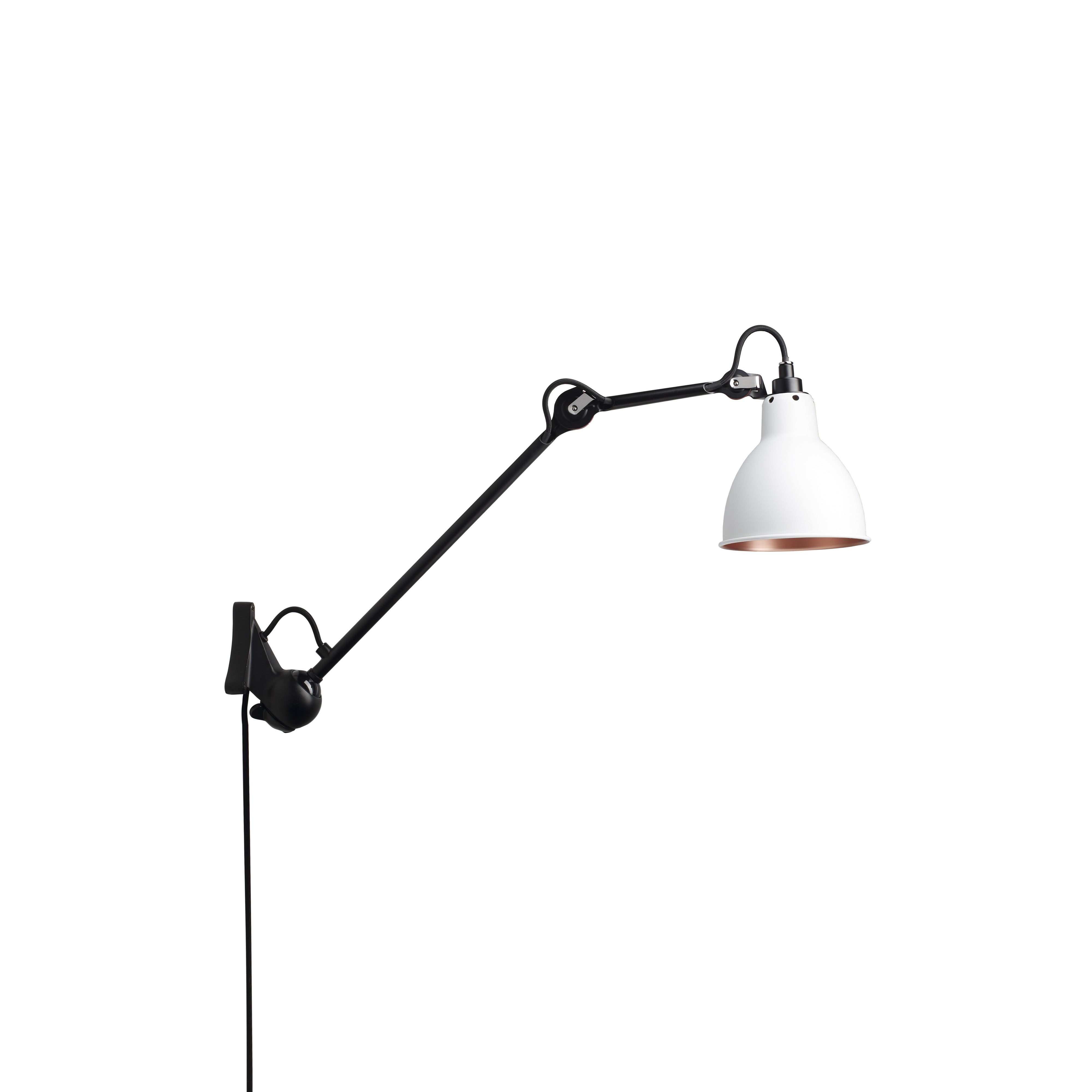 Lampe Gras N°222 Lamp: White + Copper + Round