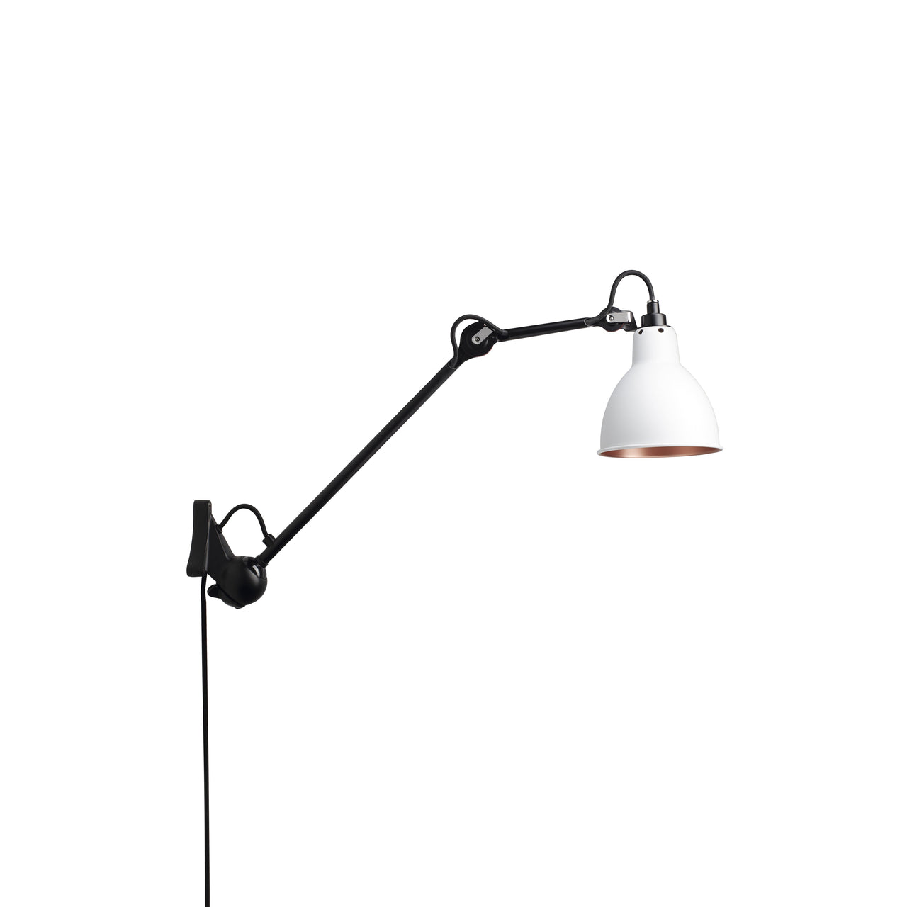 Lampe Gras N°222 Wall Lamp: White + Copper + Round