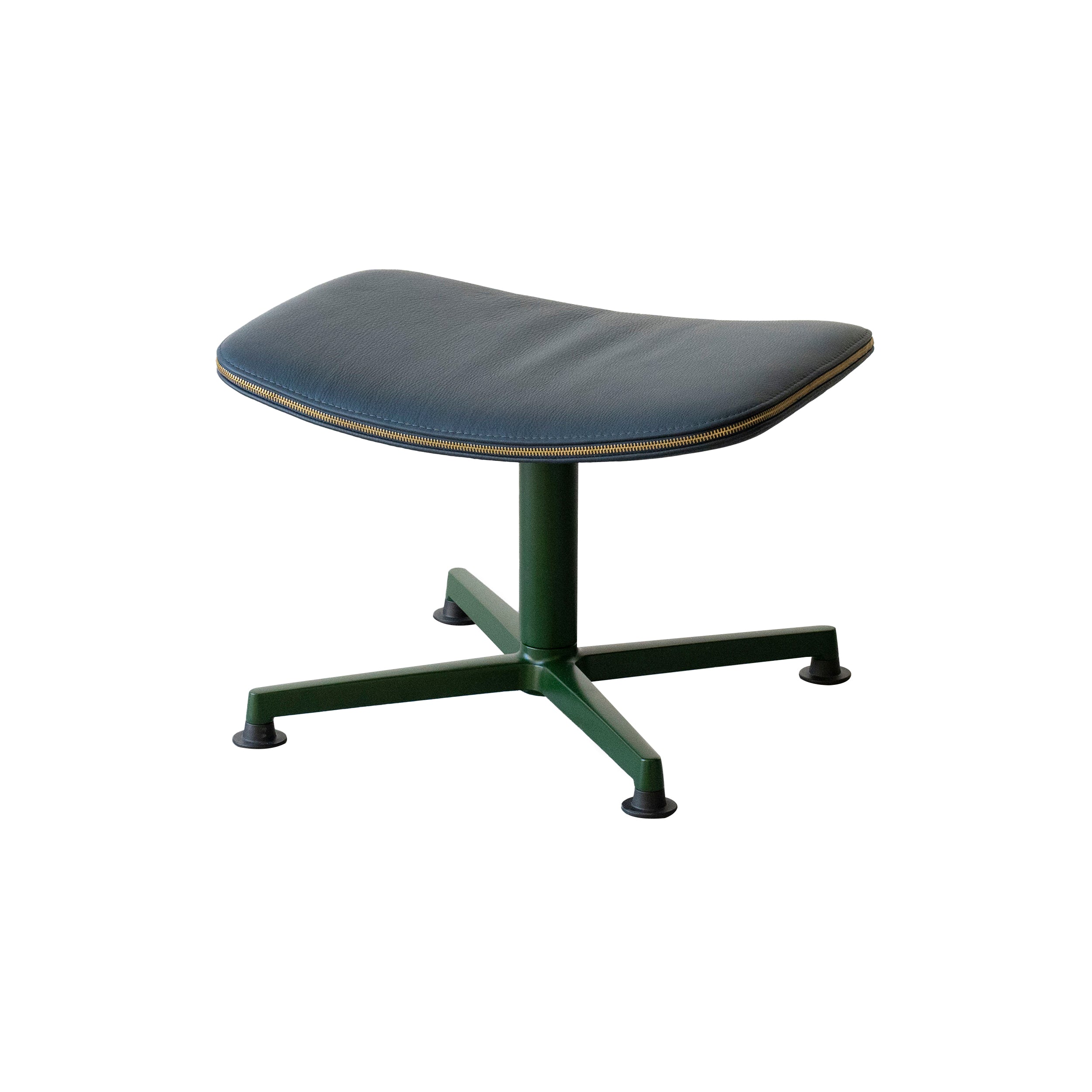 Arba Lounge Chair + Ottoman: Upholstered + Ottomon + Dark Green + Spoor Dark Blue