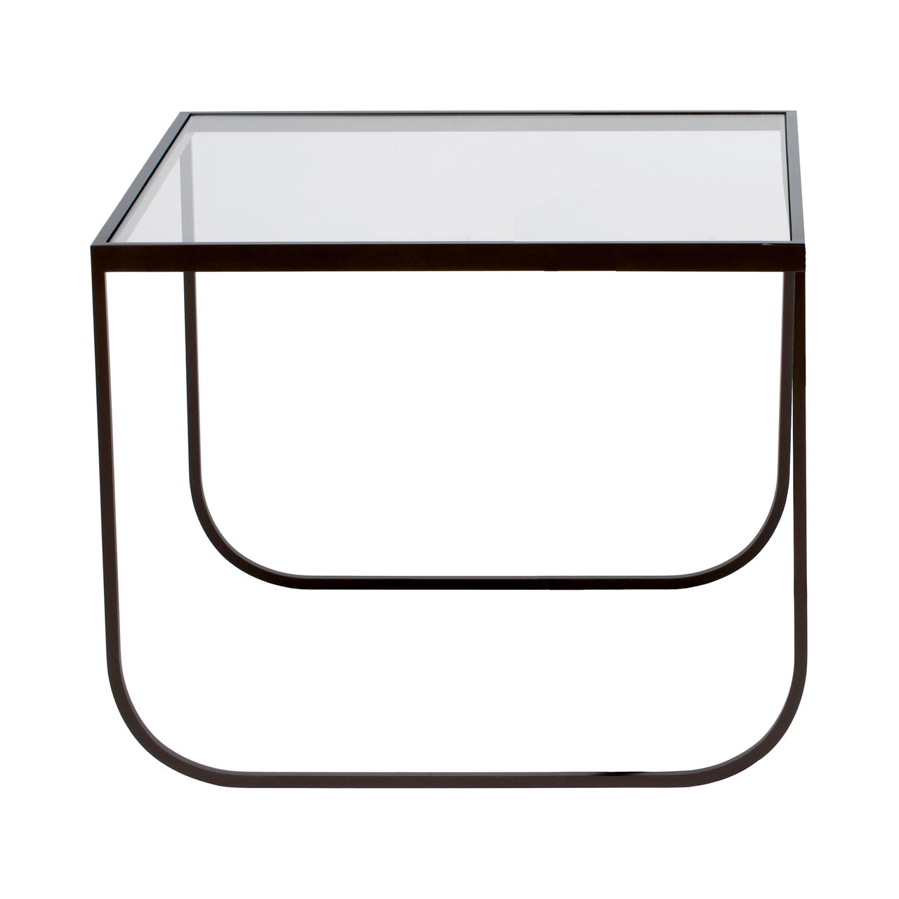 Tati Small Coffee Table: High + Glass Top + Transparent Glass + Char Grey