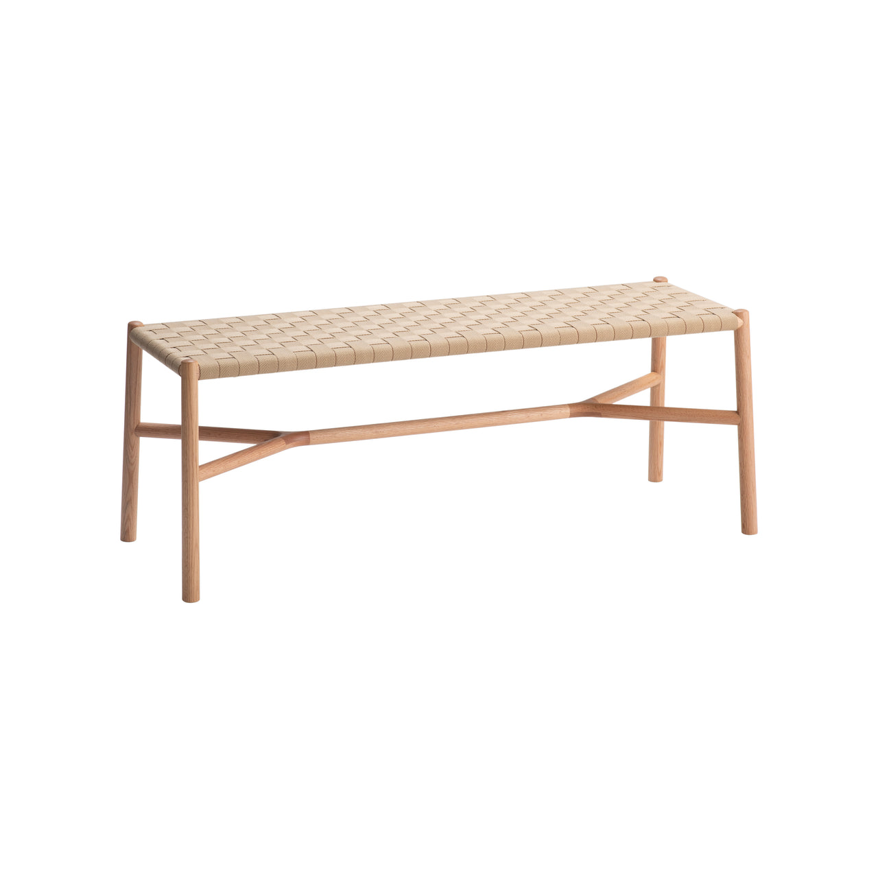 Ariake Bench: Textile Strap + Natural Oak + Beige