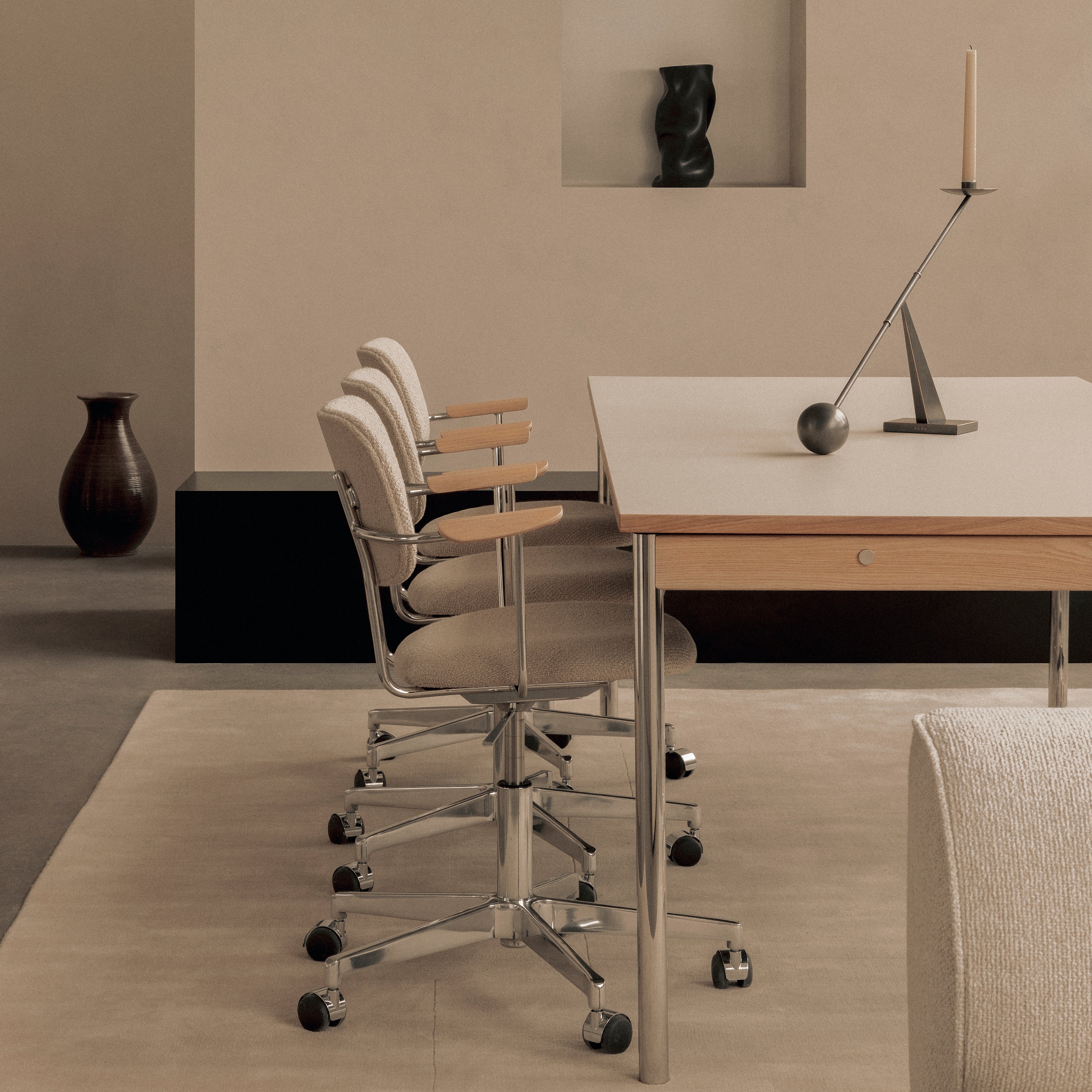 Co Task Armchair with Castors: Fully Upholstered