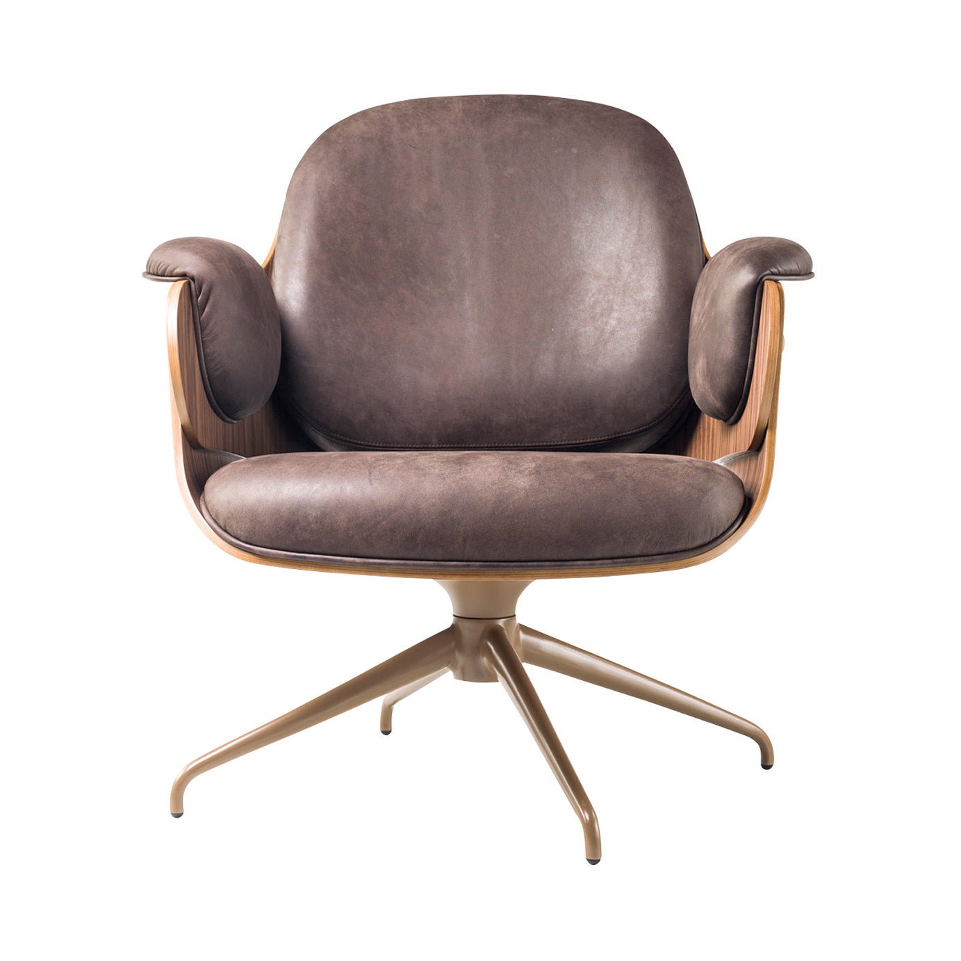 Low Lounger Chair with Swivel Base: Walnut + Pale Brown
