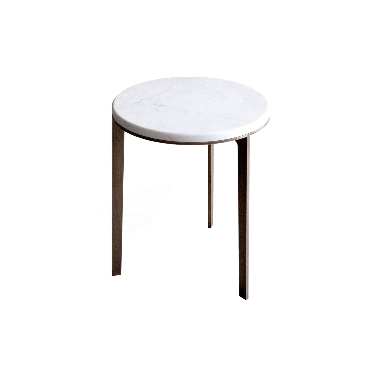 Bensen Round Side Table: Carrara Marble + Bronzato