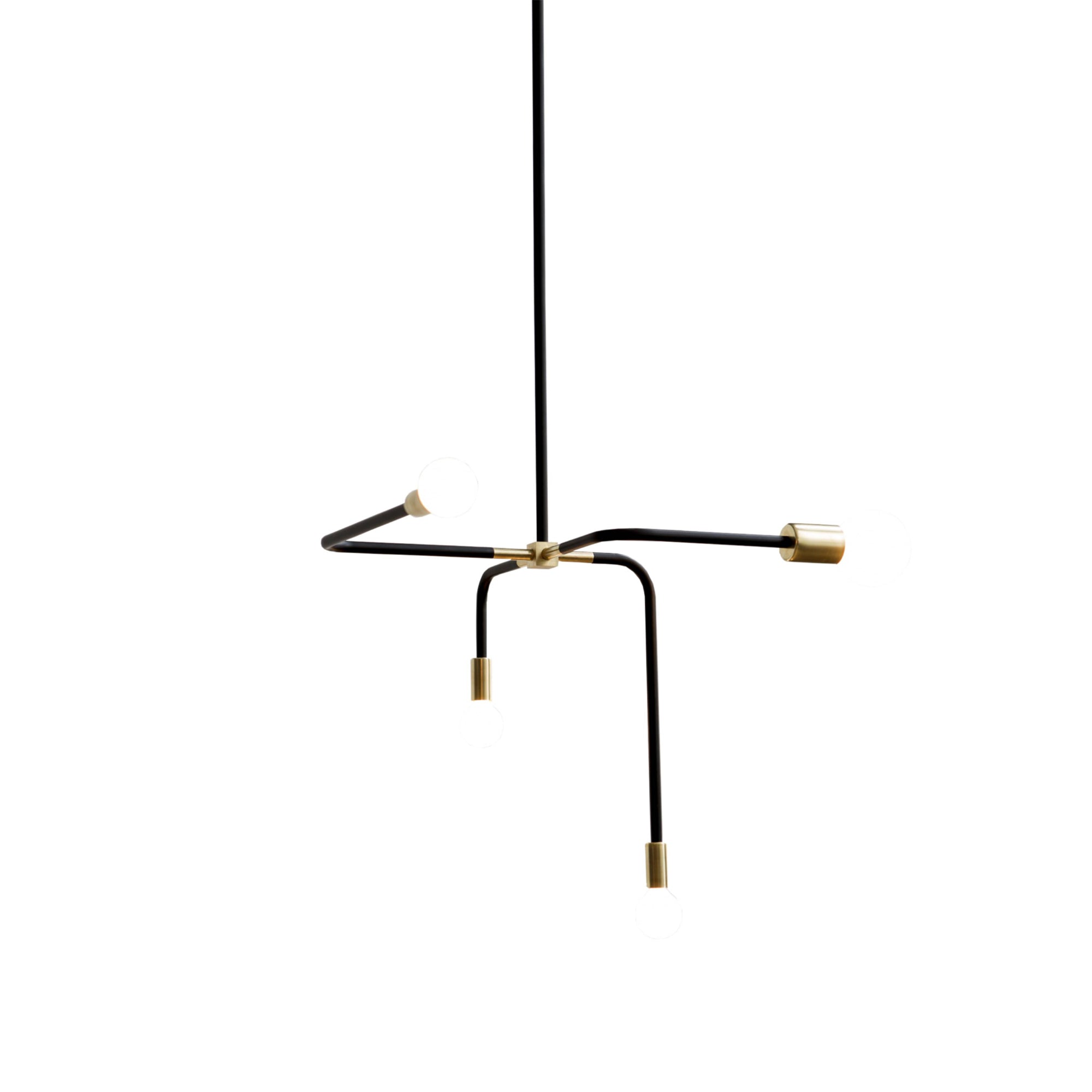 Beaubien Suspension Lamp: Black + Brass