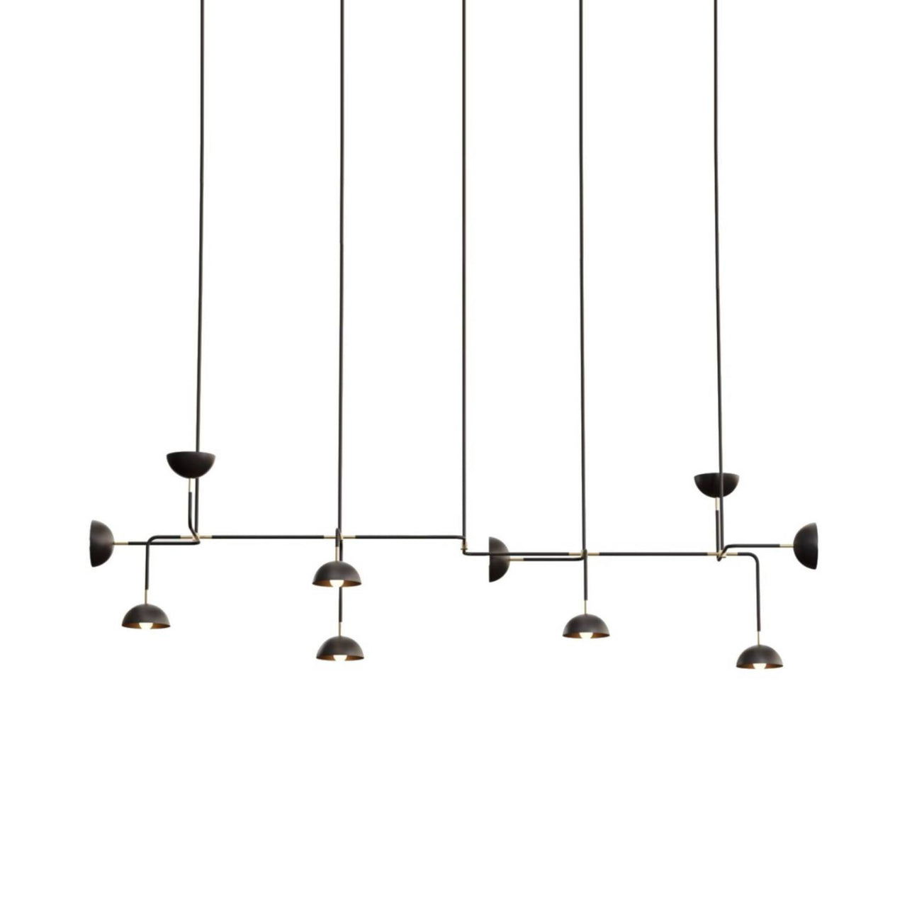 Beaubien Suspension 10 Lamp with Domes: Brass