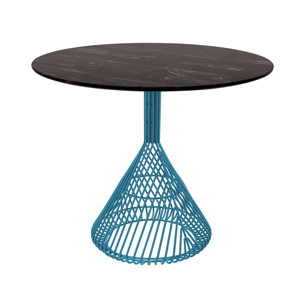 Bistro Dining Table: Peacock Blue + Black Ceramic