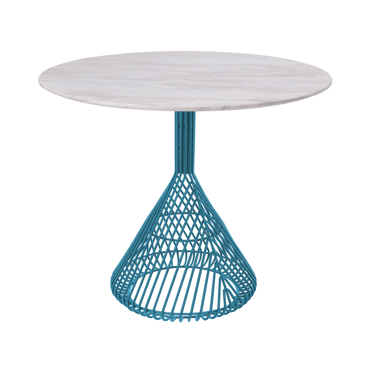Bistro Dining Table: Peacock Blue + White Ceramic