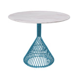 Bistro Dining Table: Peacock Blue + White Ceramic
