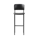 Plan Bar Stool: Seat Upholstered + Black + Black Lacquered Ash