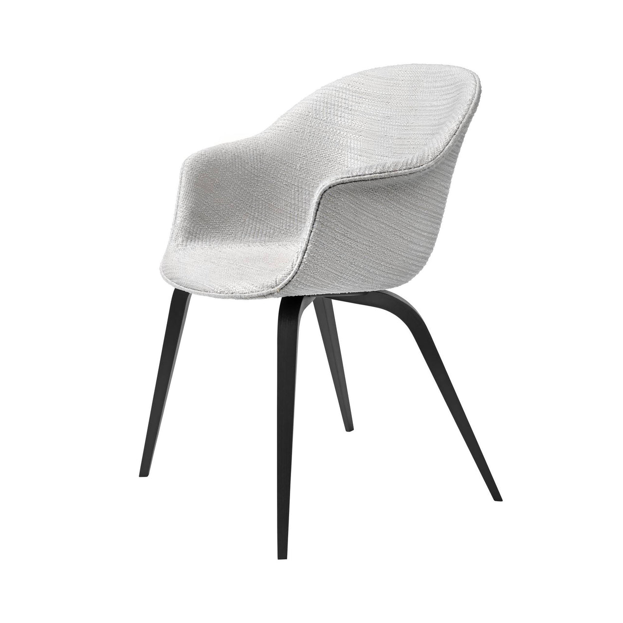 Bat Dining Chair: Wood Base + Fully Upholstered + Black Stained Beech