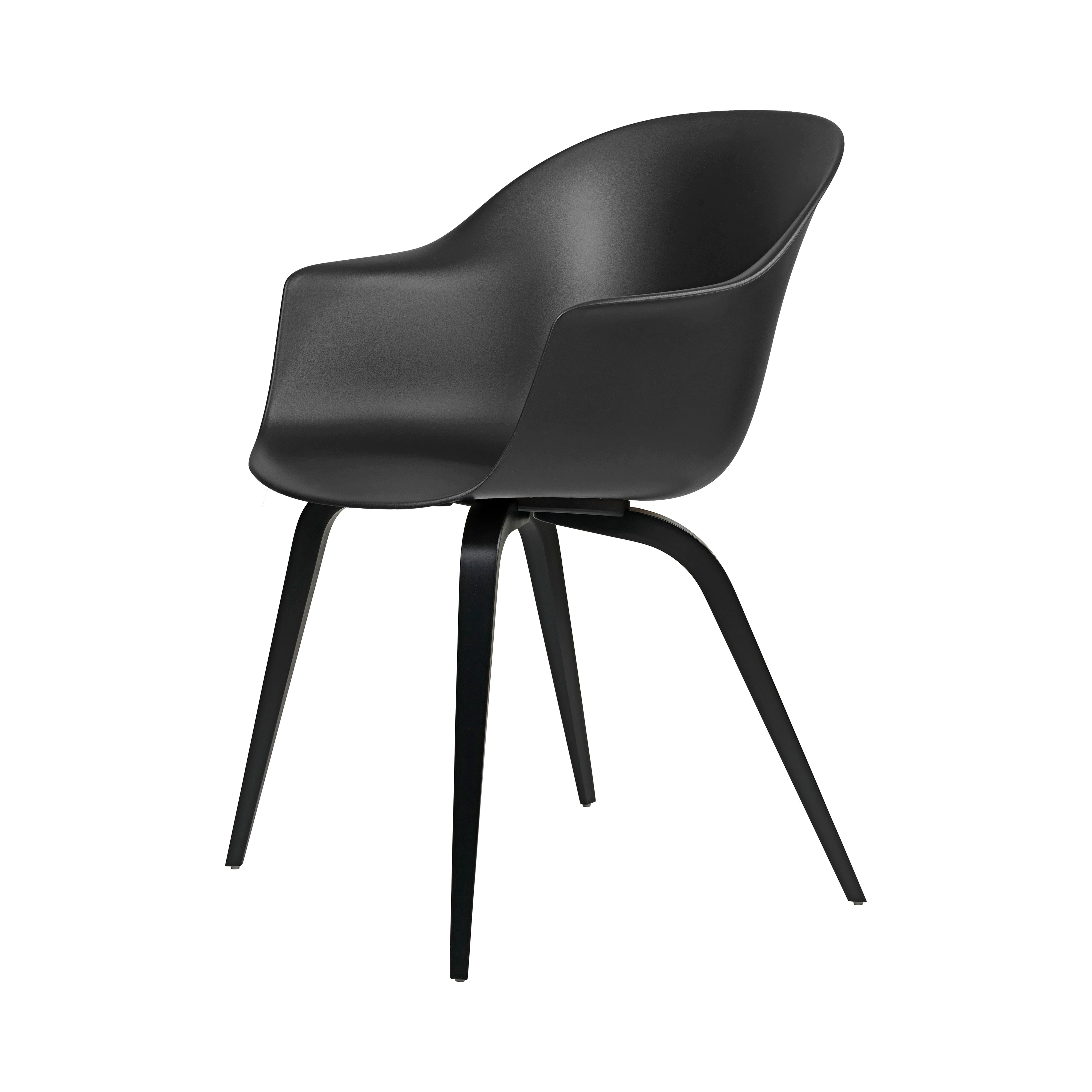 Bat Dining Chair: Wood Base + Black + Black Stained Beech