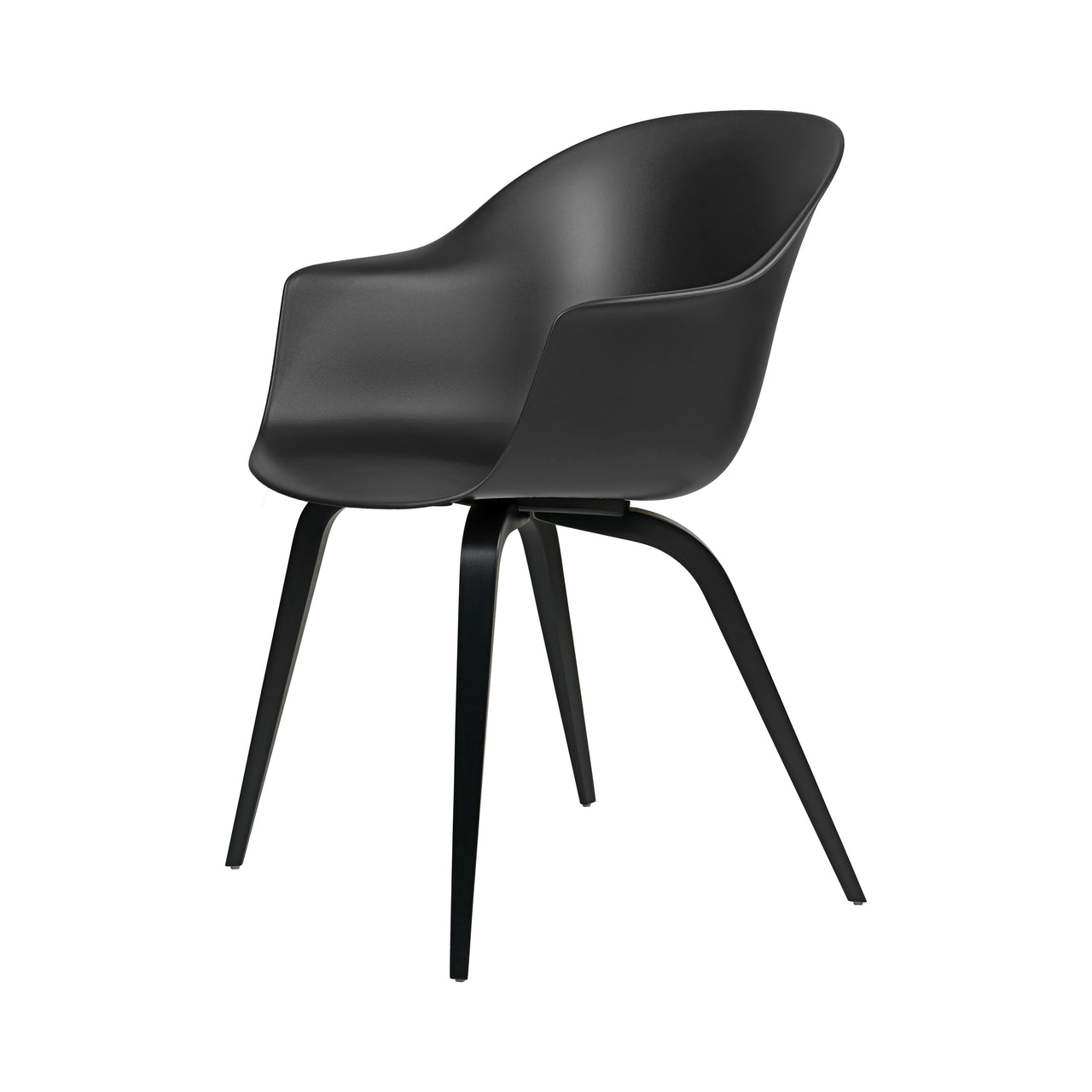 Bat Dining Chair: Wood Base + Black + Black Stained Beech