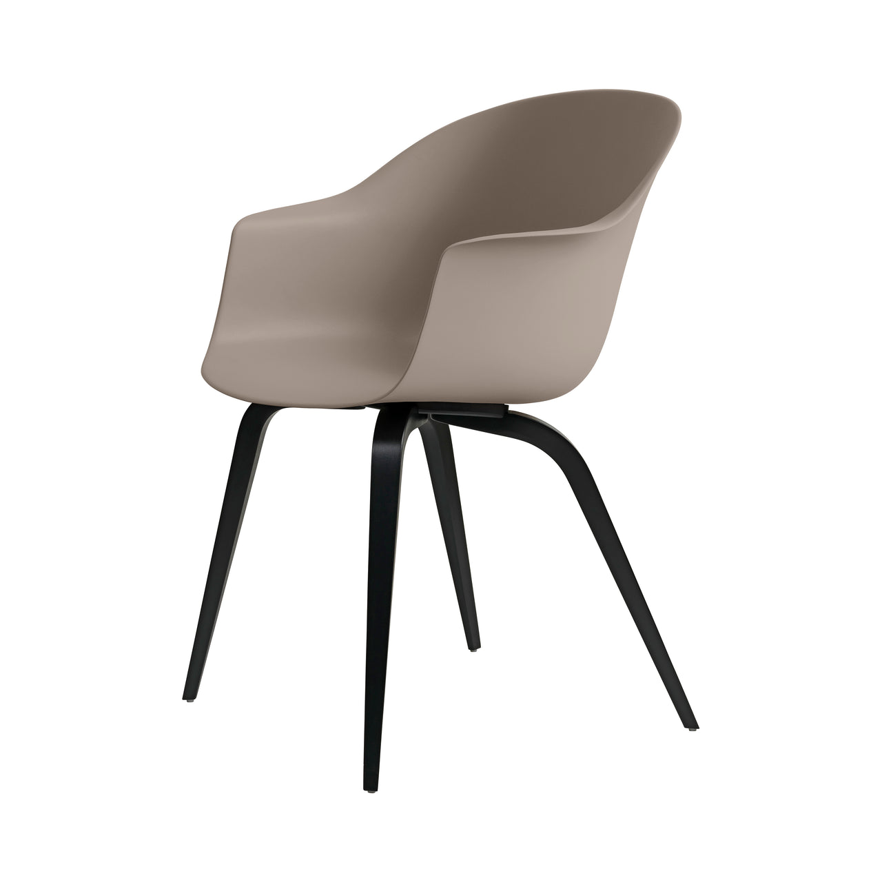 Bat Dining Chair: Wood Base + New Beige + Black Stained Beech