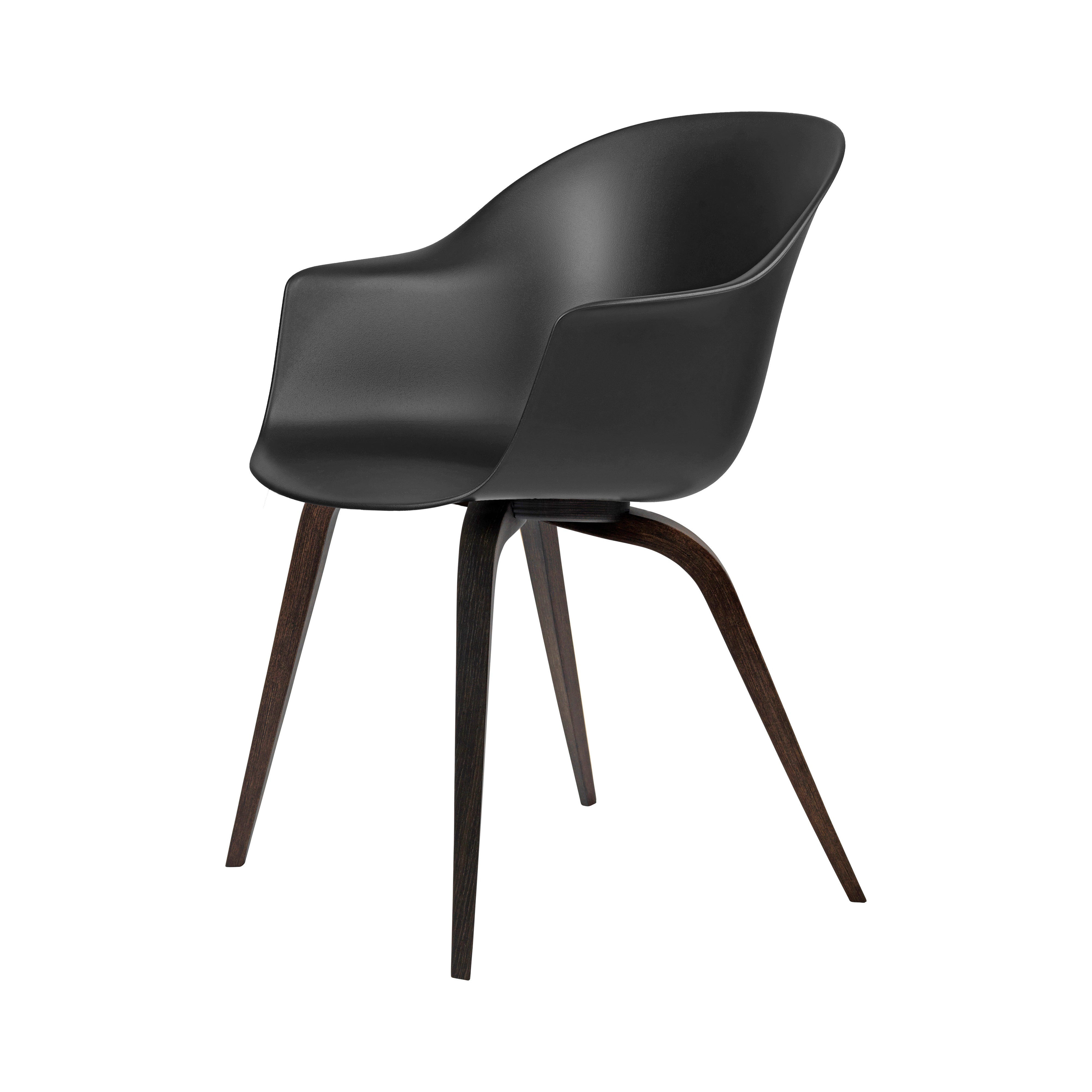 Bat Dining Chair: Wood Base + Black + Smoked Oak