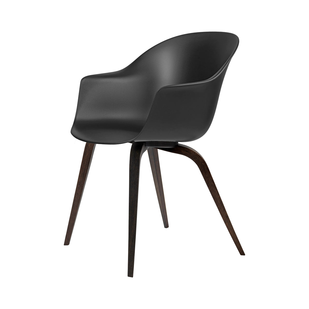 Bat Dining Chair: Wood Base + Black + Smoked Oak