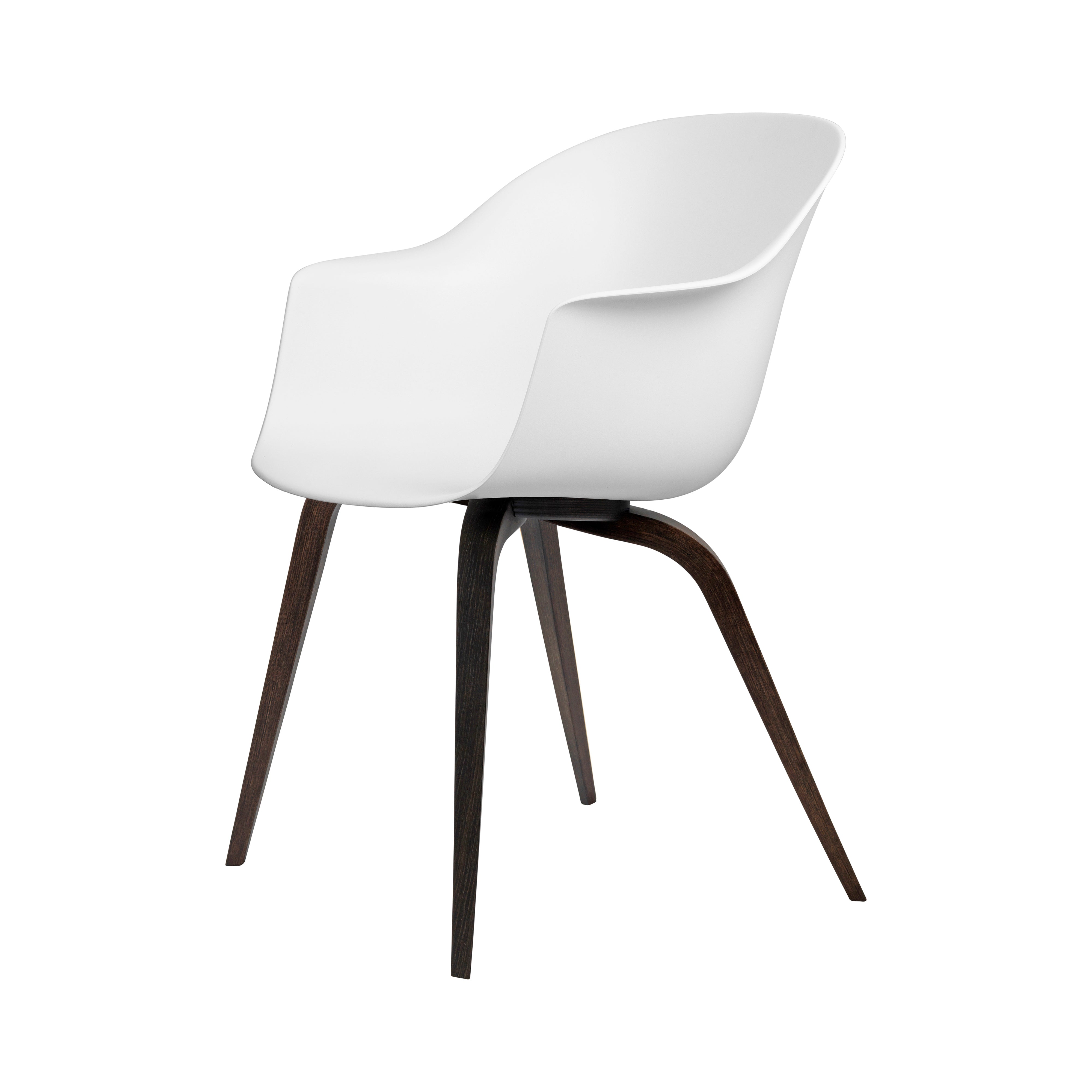 Bat Dining Chair: Wood Base + Alabaster White + Smoked Oak