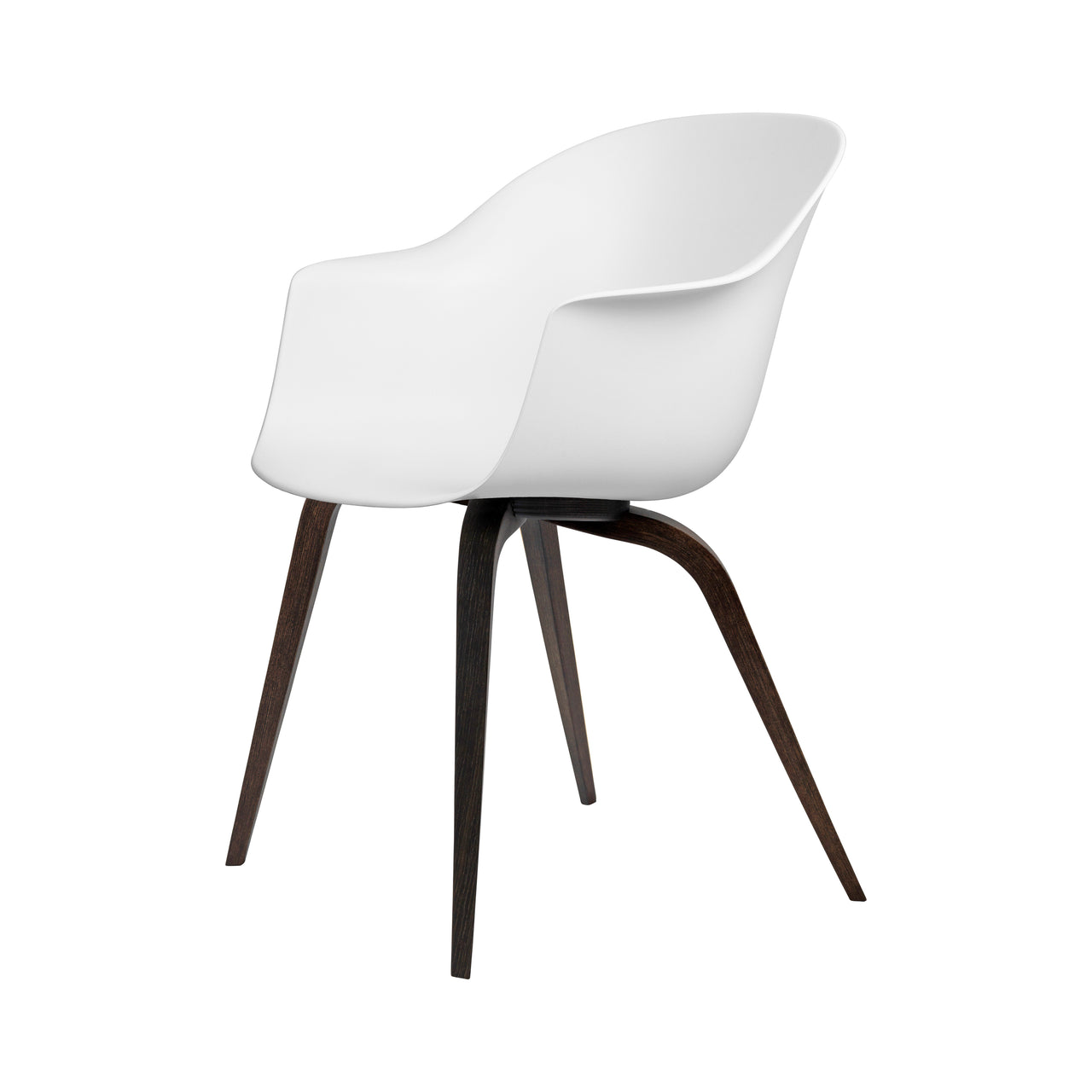 Bat Dining Chair: Wood Base + Alabaster White + Smoked Oak