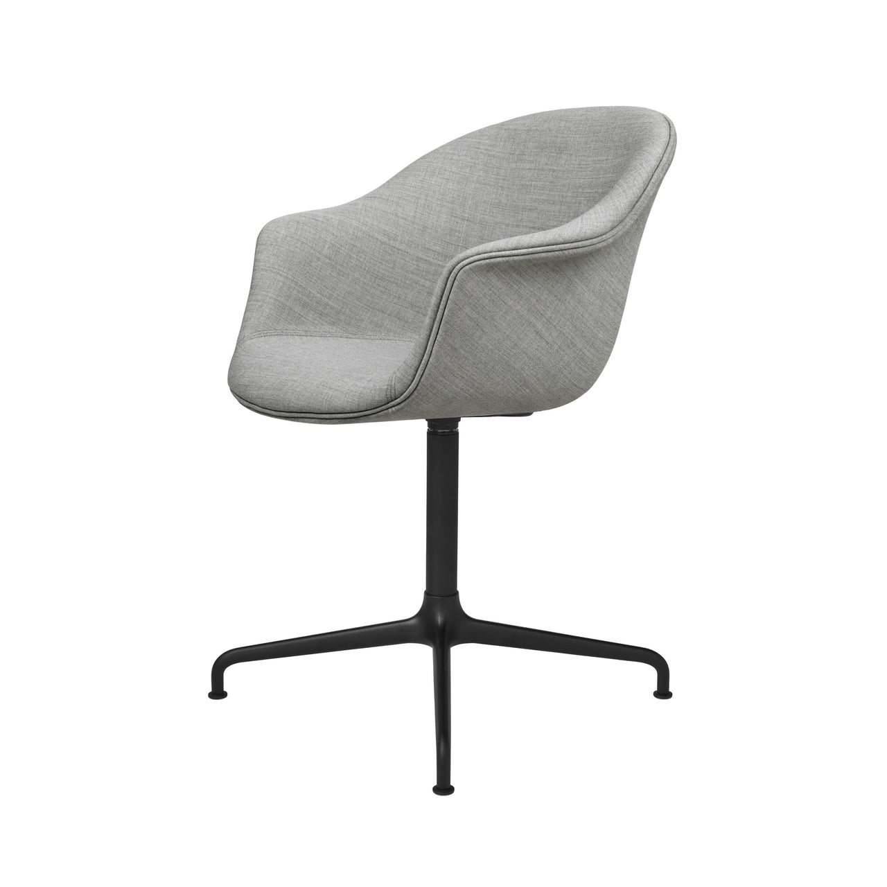 Bat Meeting Chair: 4-Star Base + Full Upholstery + Black Semi Matt